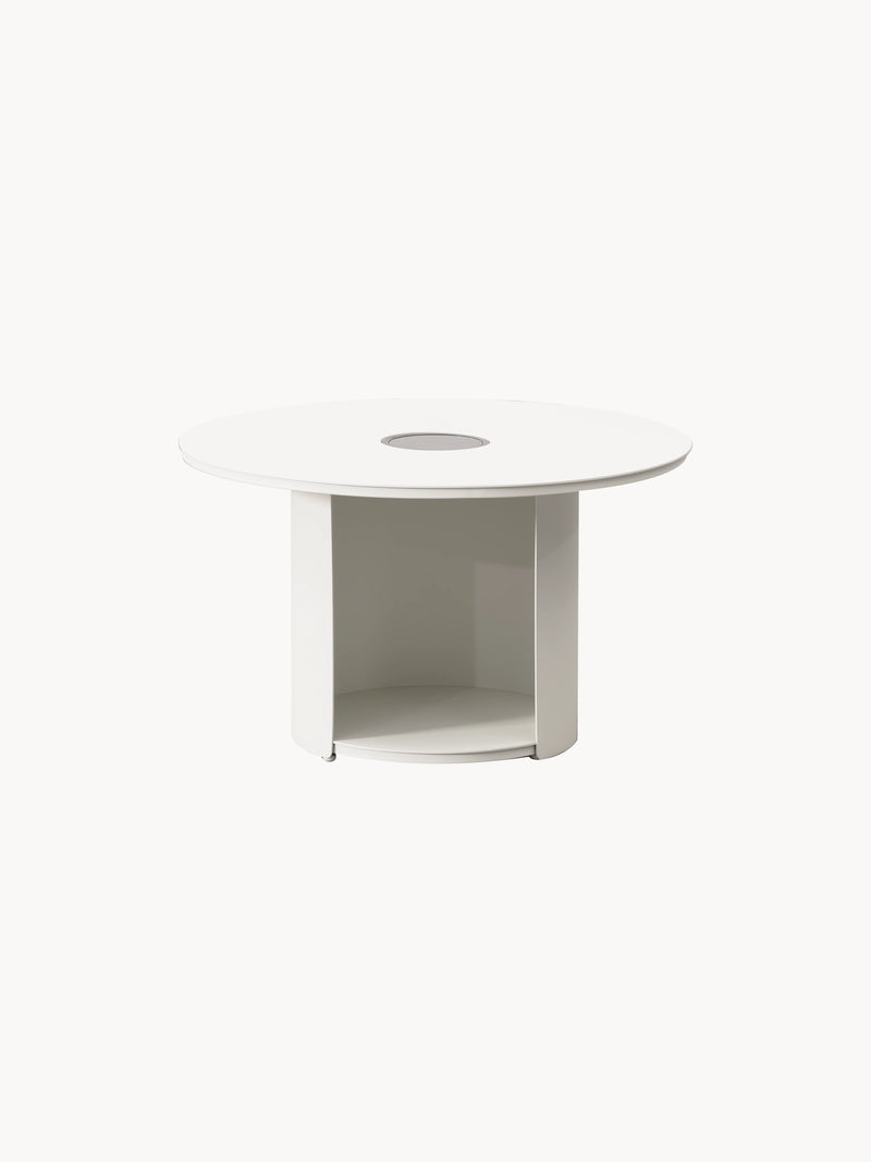 Baden-Baden Multifunktionale Runder Couchtisch mit Solarlicht -30cm Höhe-Weiß