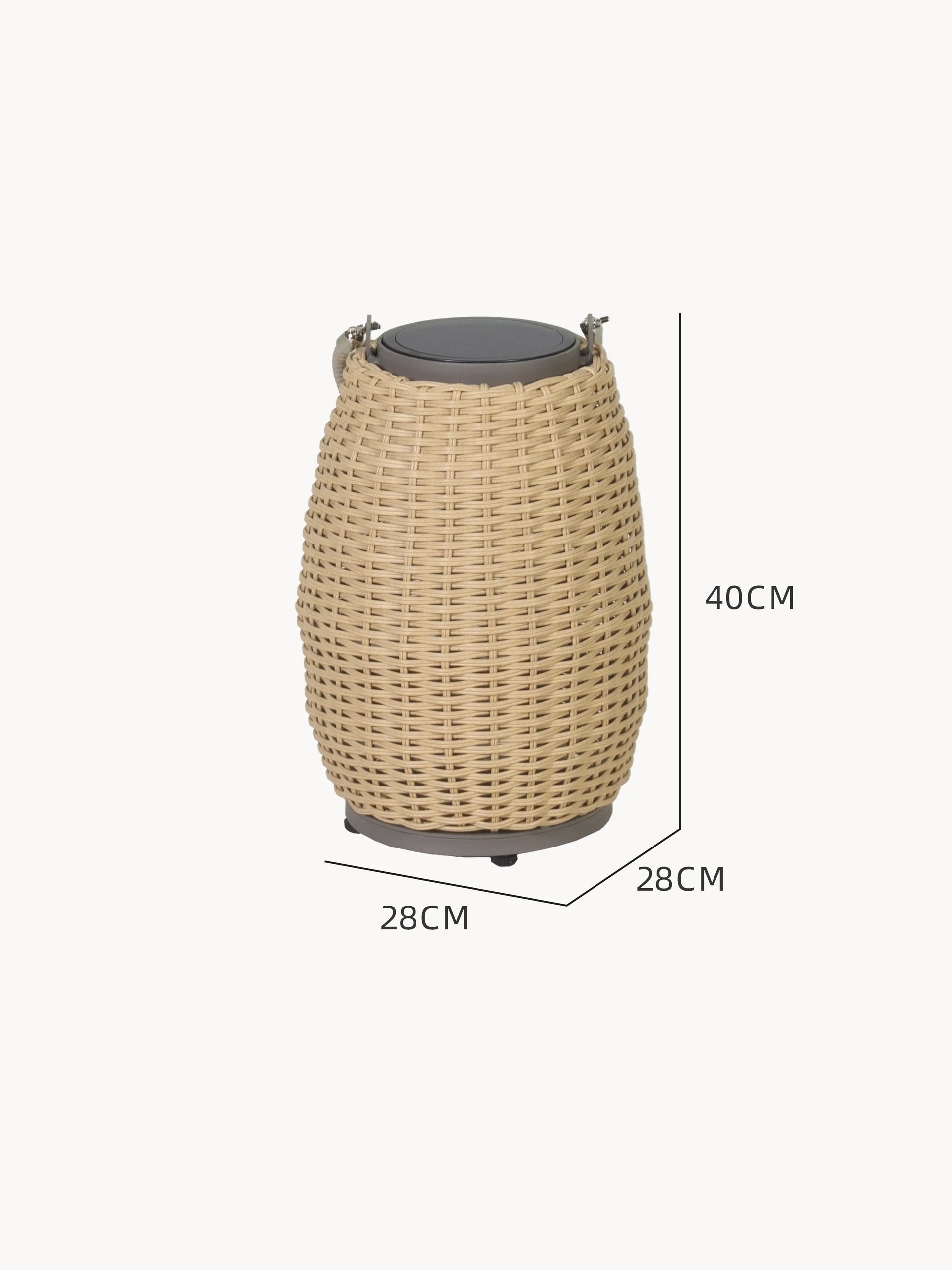 Heidelberg Solar Gartenlampe Aluminium Pulverbeschichtung - Bucheoptik 40cm, ein eleganter, geflochtener Lampenschirm. Perfekt für stimmungsvolle Beleuchtung im Freien, kombiniert Design und Nachhaltigkeit für Garten oder Terrasse.