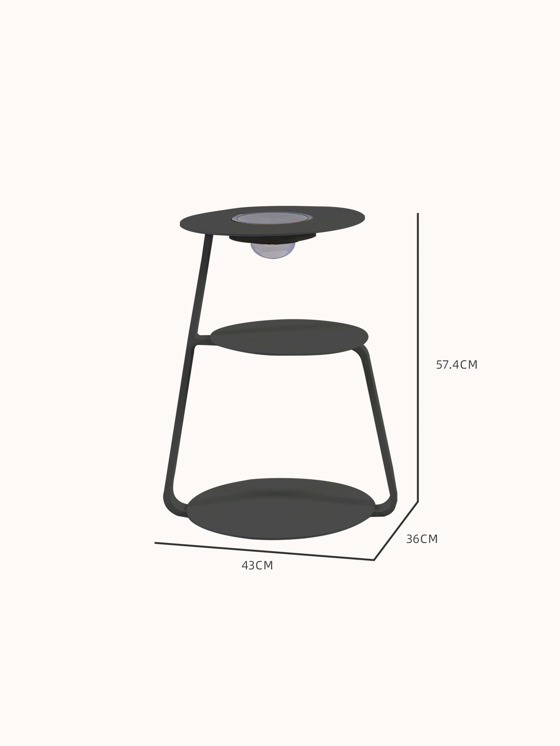 Ronda Multifunktionale Solar Gartenlampe und Koffee Tisch mit Aluminium Pulverbeschichtung Kohle, elegant geflochten, langlebig und wetterfest, ideal für stilvolle Outdoor-Entspannung.