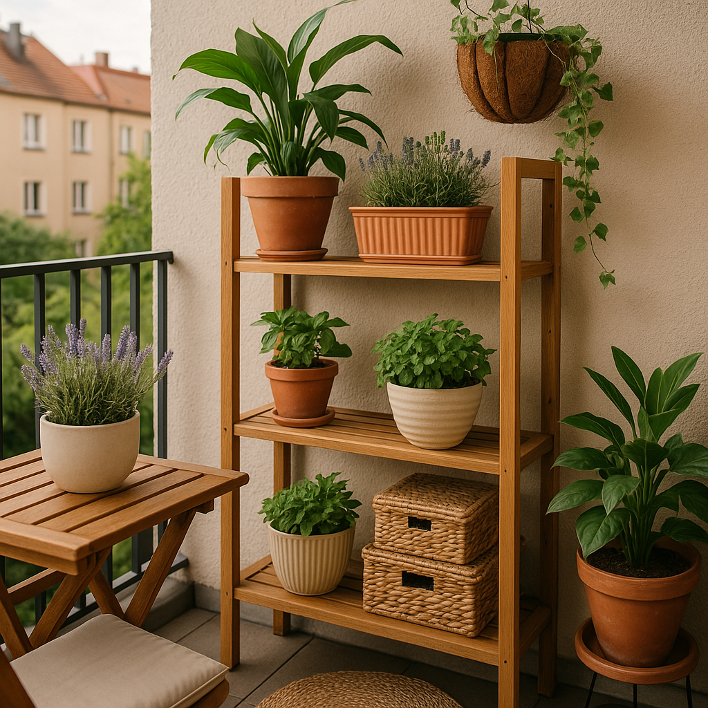 Funktionale Gartenregale verwandeln kleine Balkone in Wohlfühloasen