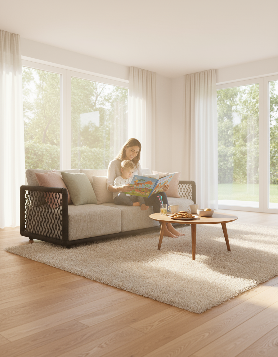 Träumen Sie von einer Loungegruppe im Wohnzimmer-Look für drinnen?