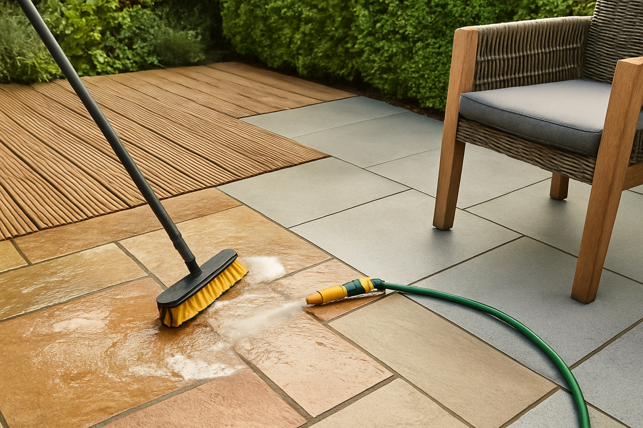 Terrasse pflegen: Pflegetipps für Stein, Holz und Beton