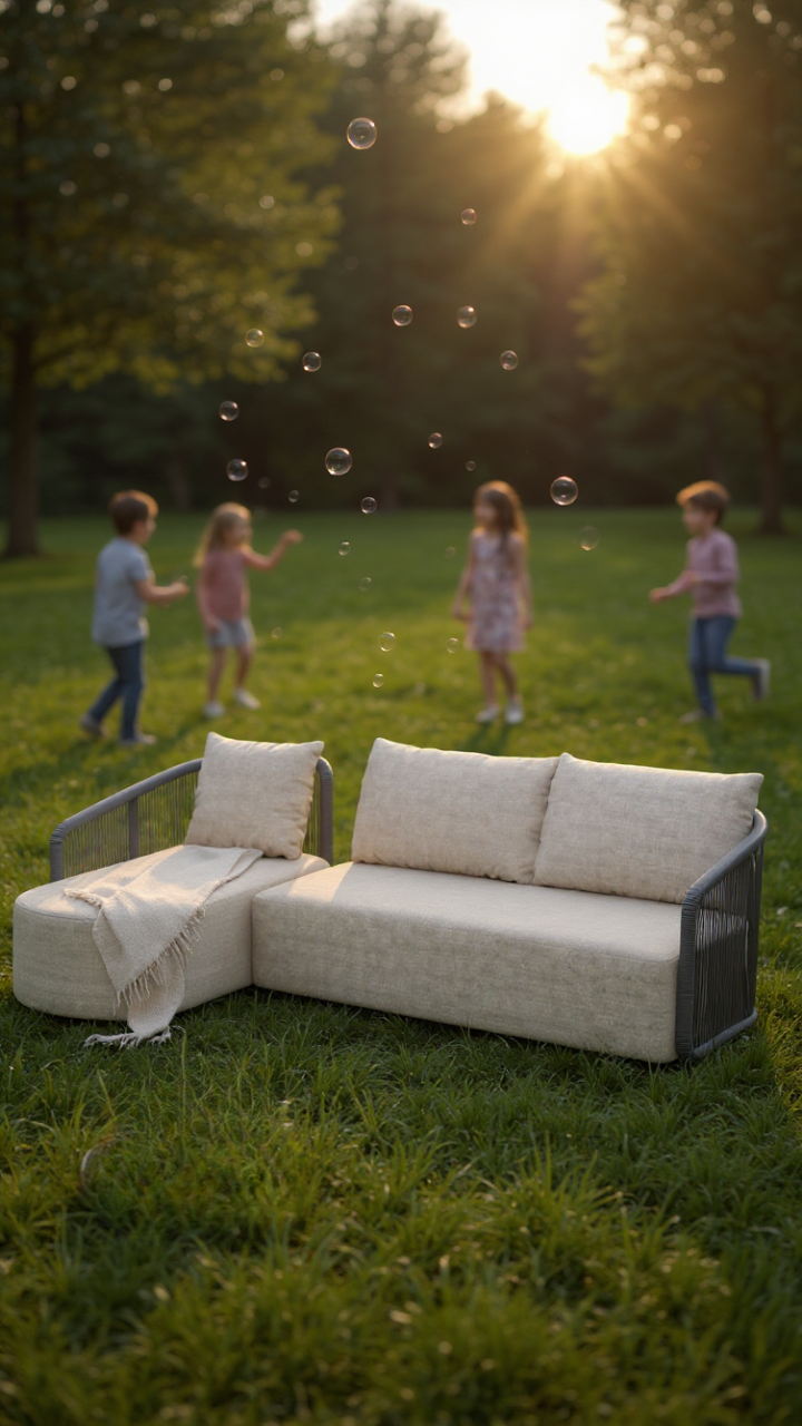 Auflage für Gartenmöbel sorgt für sorglose Spielzeit