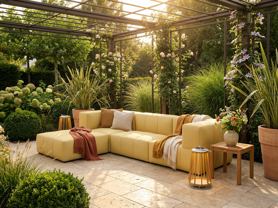 Vom Balkon zum Garten mit Loungemöbeln aus Aluminium