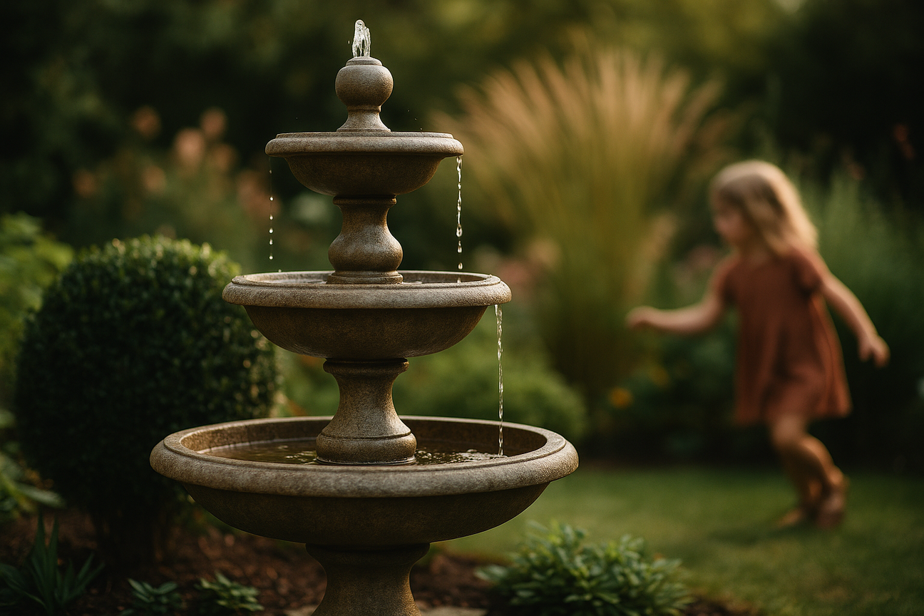 Garten mit Brunnen macht Ihr Zuhause gemütlich