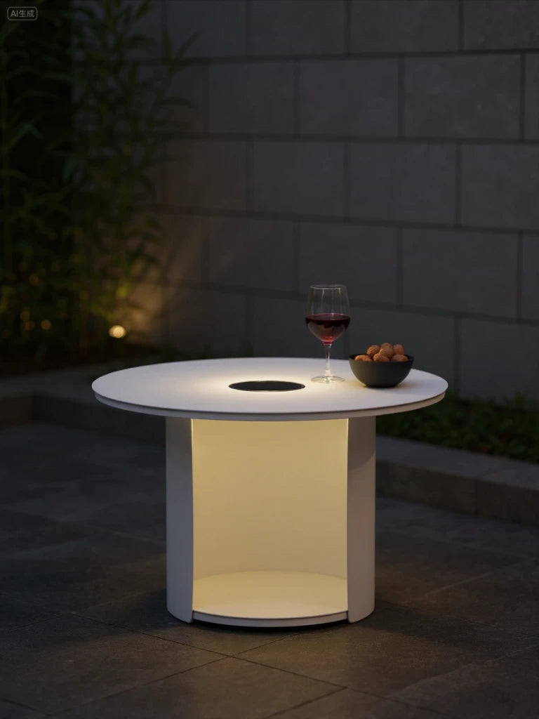 Baden-Baden Multifunktionale Runder Couchtisch mit Solarlicht -30cm Hö