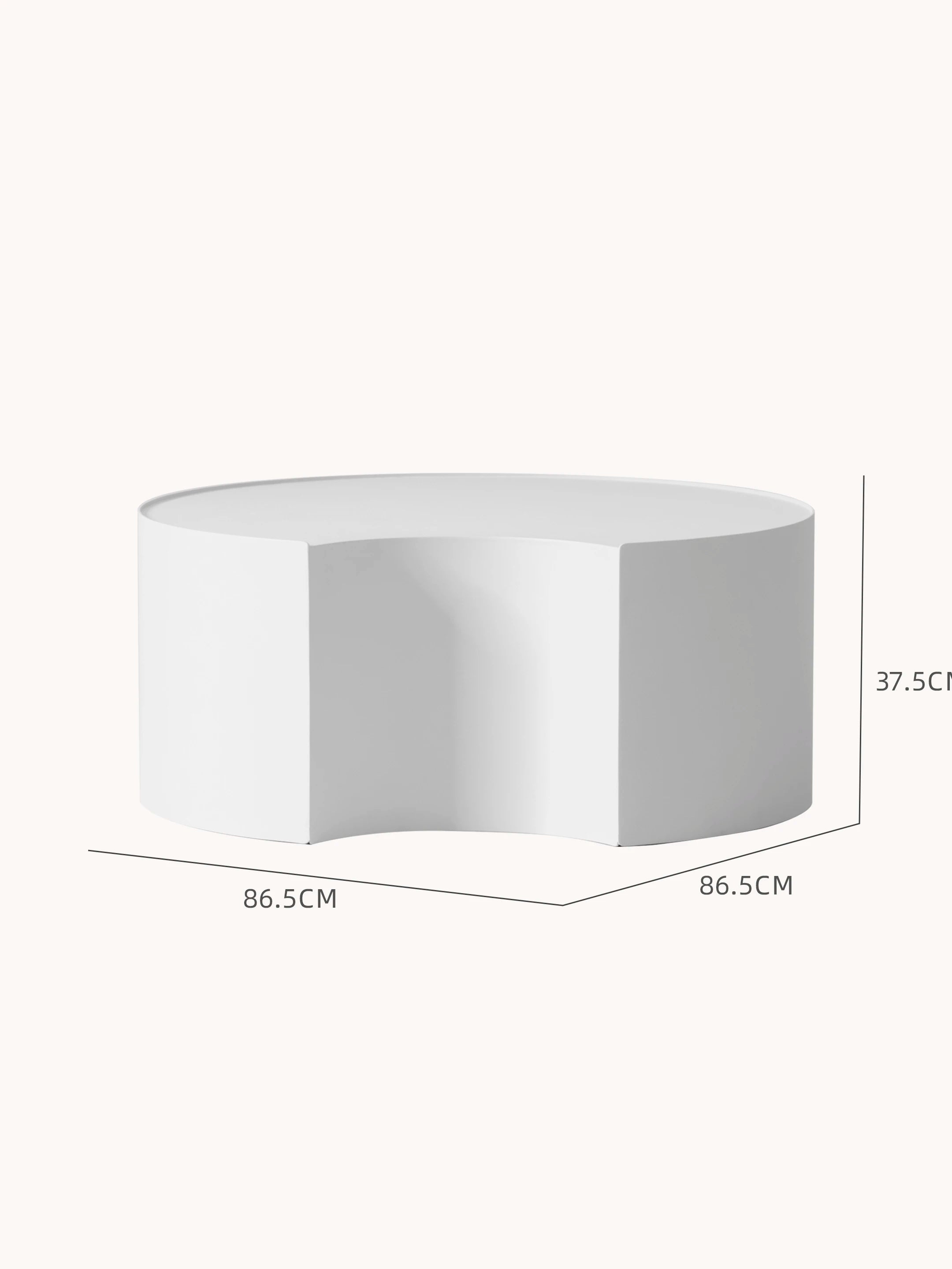 Speyer Crescent Couchtisch - Aluminium pulverbeschichtet-Weiß, Rundtisch mit wellenförmigen Seiten, 86.5 cm Durchmesser, 37.5 cm Höhe. Ideal für stilvolle, modulare Outdoor-Gestaltungen von Finqa GmbH.