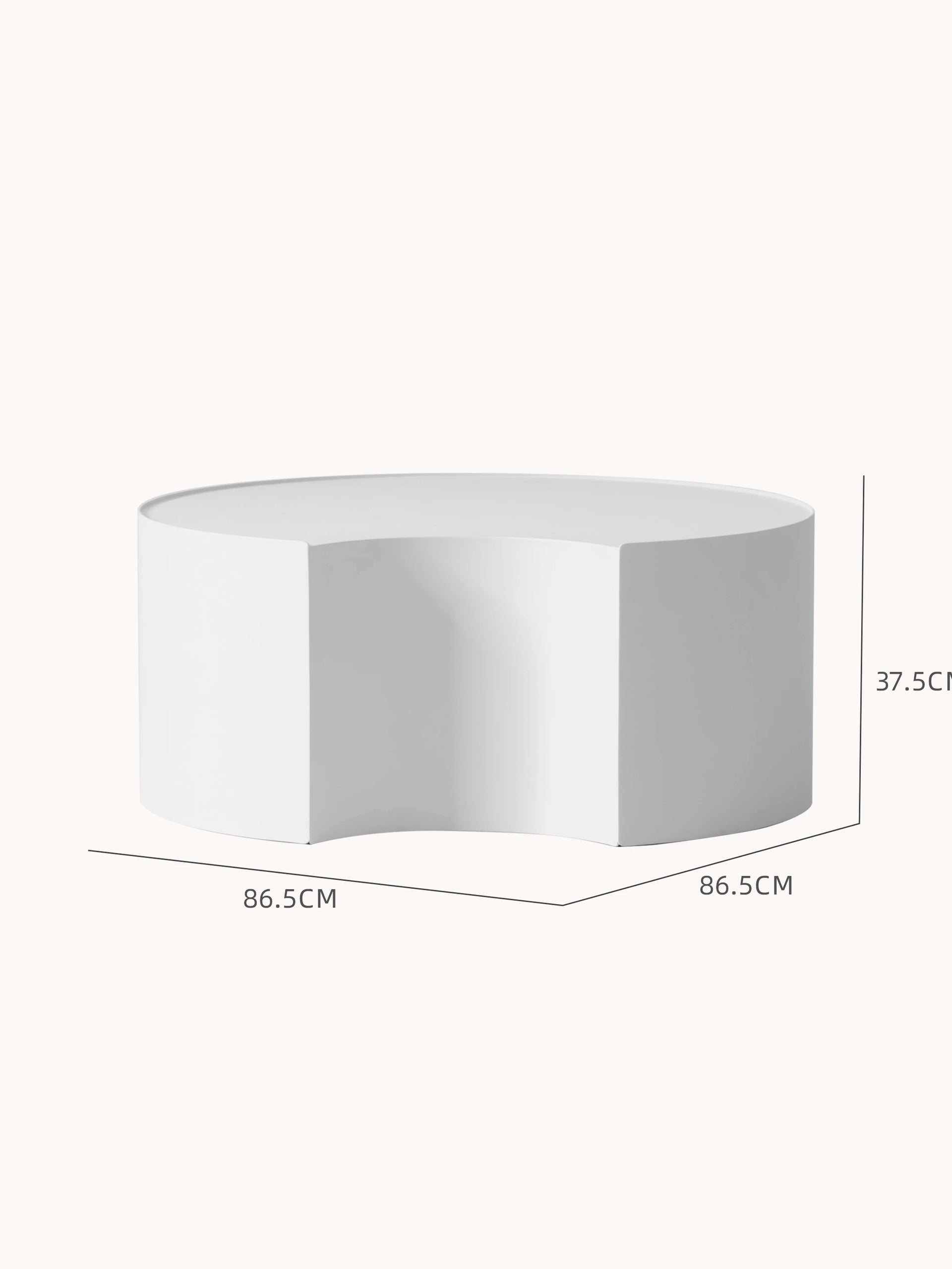 Speyer Crescent Couchtisch - Aluminium pulverbeschichtet-Weiß, Rundtisch mit wellenförmigen Seiten, 86.5 cm Durchmesser, 37.5 cm Höhe. Ideal für stilvolle, modulare Outdoor-Gestaltungen von Finqa GmbH.