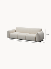 BabyMax Einzelartikel (3-Sitzer) zeigt ein niedriges, dreisitziges Sofa mit Maßen 240 cm Breite, 99 cm Tiefe, 72 cm Höhe, in einem eleganten, schlichten Design, perfekt für stilvolle, langlebige Outdoor-Bereiche.