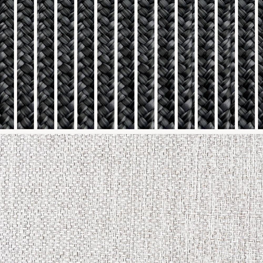 Nahaufnahme des Stoffmusters der Kapalai Garten Loungesofa Serie, das die feine Webstruktur zeigt. Ideal für modulare, wetterfeste Outdoor-Sofas, die Design und Komfort vereinen.