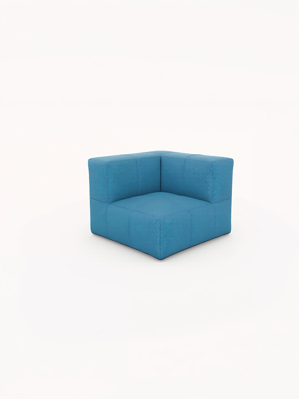 Marshmallow Bonbon Ecke: Eckmodul eines modularen Sofas von Finqa, inspiriert von Marshmallows, mit zwei Rückenteilen. Es vereint Design, Komfort und Nachhaltigkeit, ideal für flexible Outdoor-Gestaltungen.