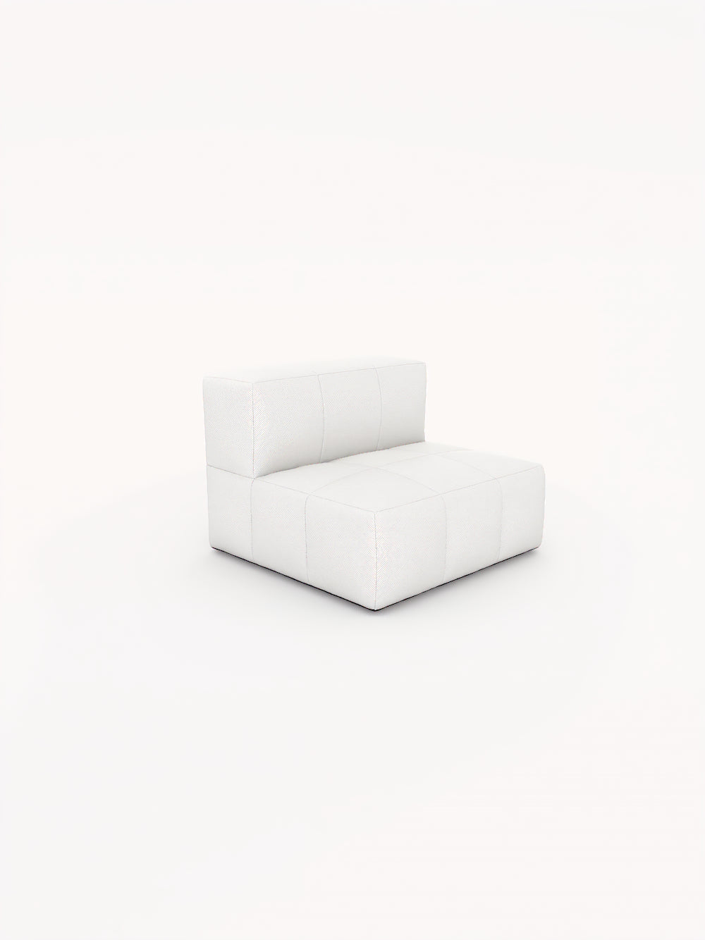 Marshmallow Bonbon Einzelsitz: Weißes, armloses, modern getuftetes Sofa-Modul, inspiriert von Marshmallows, bietet flexibles Design mit umweltfreundlicher Füllung und strapazierfähigem, wasserabweisendem Stoff für stilvolle, nachhaltige Outdoor-Einrichtungen.