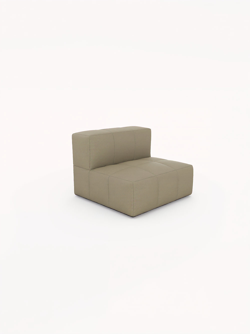 Marshmallow Bonbon Einzelsitz: Ein armloses, modulares Sitzmodul in neutralem Beige mit Gittersteppung. Das Sofa kombiniert stilvolles Design und Komfort, inspiriert von Kindheitserinnerungen an Marshmallows, ideal für flexible Gartengestaltung.
