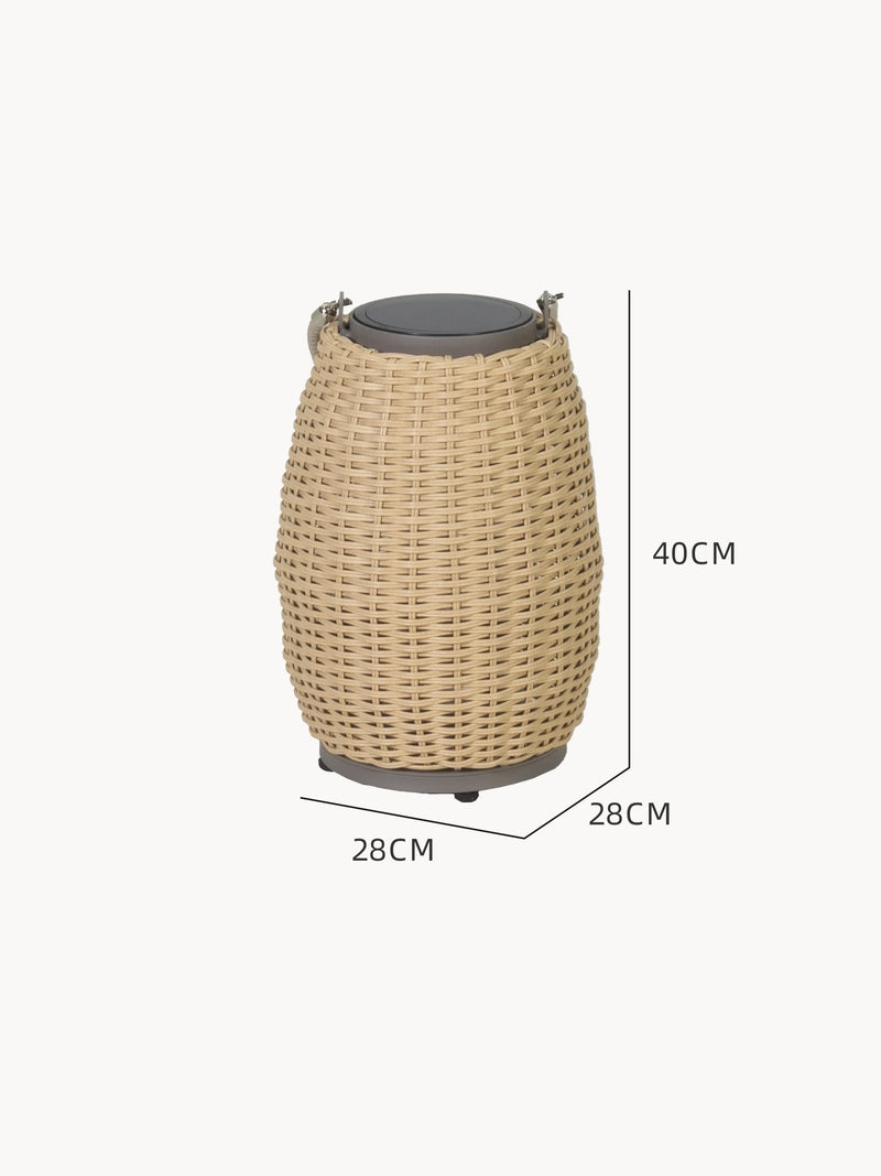 Heidelberg Solar Gartenlampe Aluminium Pulverbeschichtung - Bucheoptik 40cm, ein eleganter, geflochtener Lampenschirm. Perfekt für stimmungsvolle Beleuchtung im Freien, kombiniert Design und Nachhaltigkeit für Garten oder Terrasse.