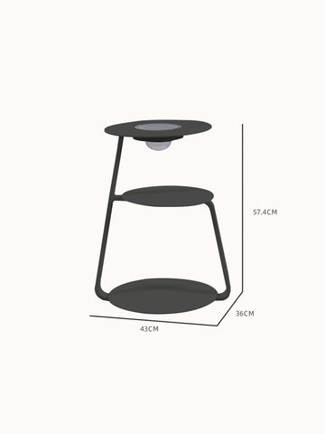 Ronda Multifunktionale Solar Gartenlampe und Koffee Tisch mit Aluminium Pulverbeschichtung Kohle, elegant geflochten, langlebig und wetterfest, ideal für stilvolle Outdoor-Entspannung.