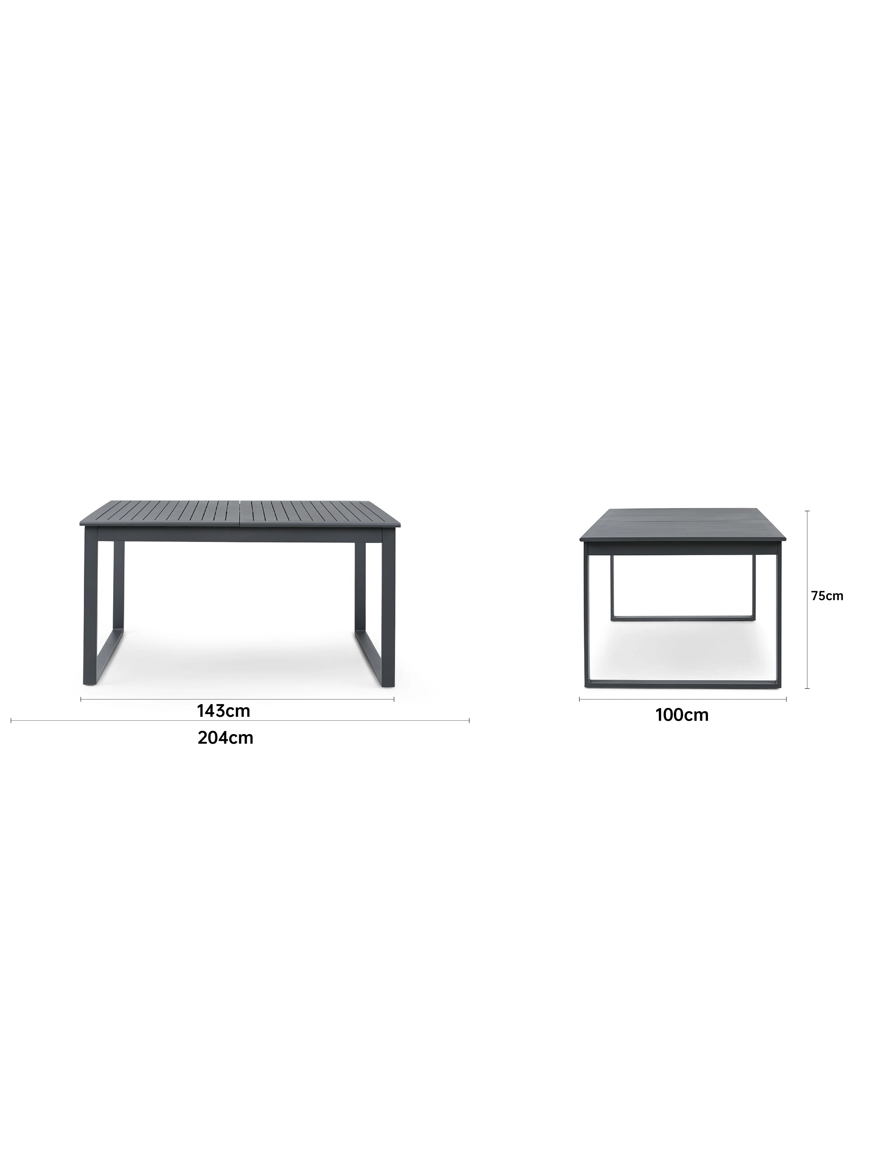 FINQA Warschau Ausziehbarer Esstisch, mittelgroßer, quadratischer Tisch mit ausziehbarer Tischplatte, stabilem Aluminiumgestell und perforiertem Design, ideal für flexible Esssituationen im Innen- und Außenbereich.