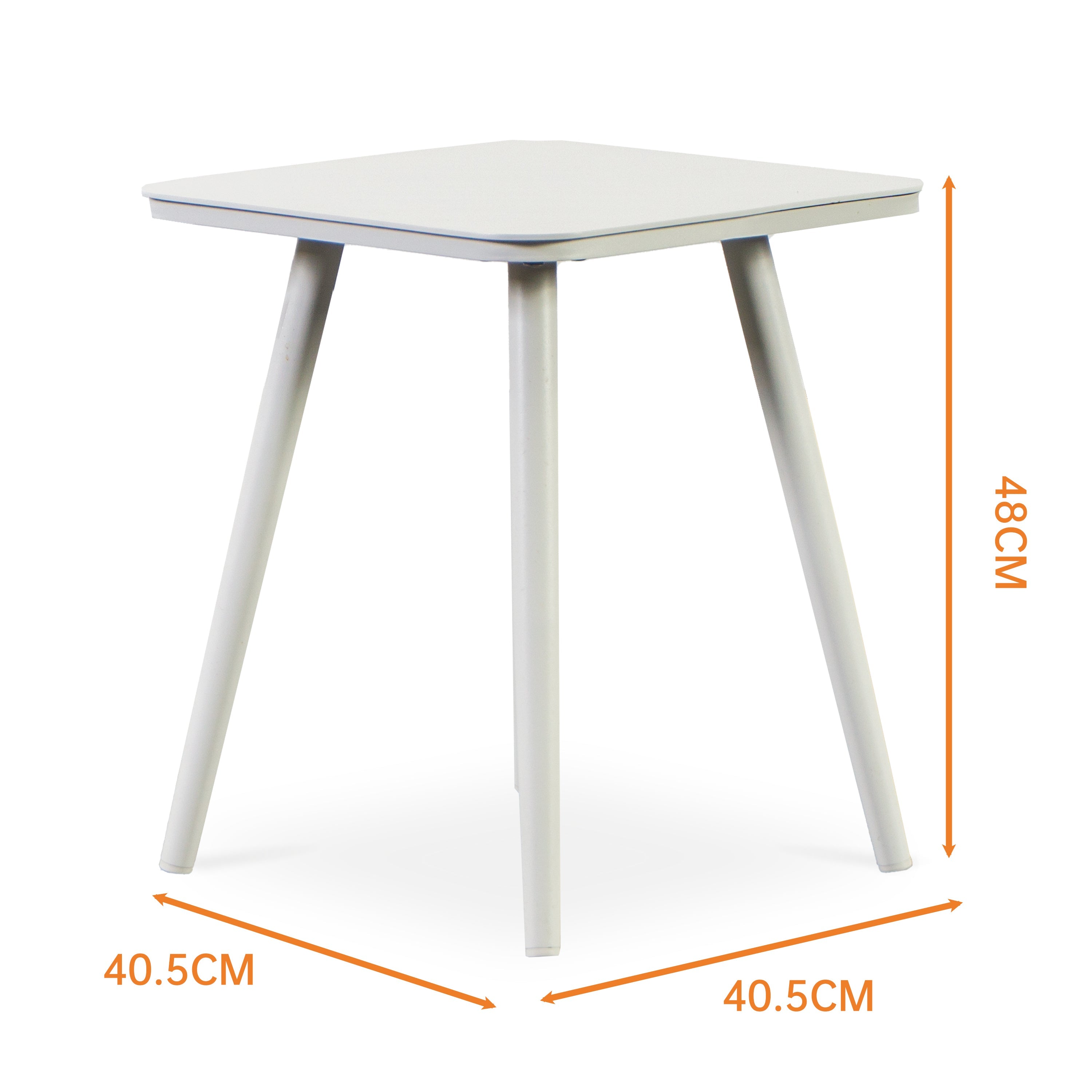 Finqa Split Lounge Beistelltisch Aluminium-Pulverbeschichtung Quadrat-Tischplatte: Moderner Beistelltisch mit quadratischer 40,5 cm Tischplatte und 48 cm Höhe, schlanke, konische Beine, ideal für Garten oder Terrasse.