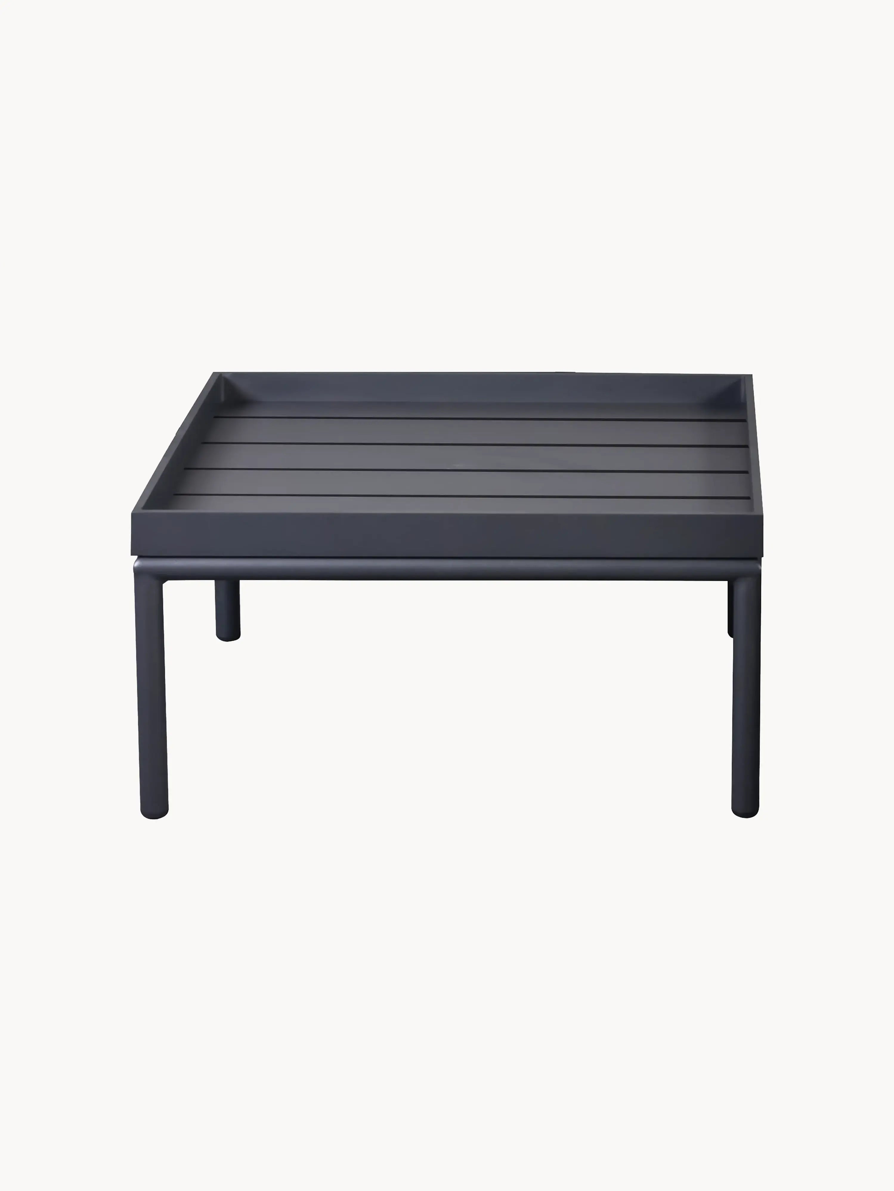 Amsterdam Lounge-Lodi Aluminium-Couchtisch mit abnehmbarer Tischplatte; ideal für Terrassen, kombiniert robustes Design mit praktischer Funktionalität. Perfekt für den Außenbereich, spiegelt Finqa GmbH's Fokus auf Qualität und Stil wider.