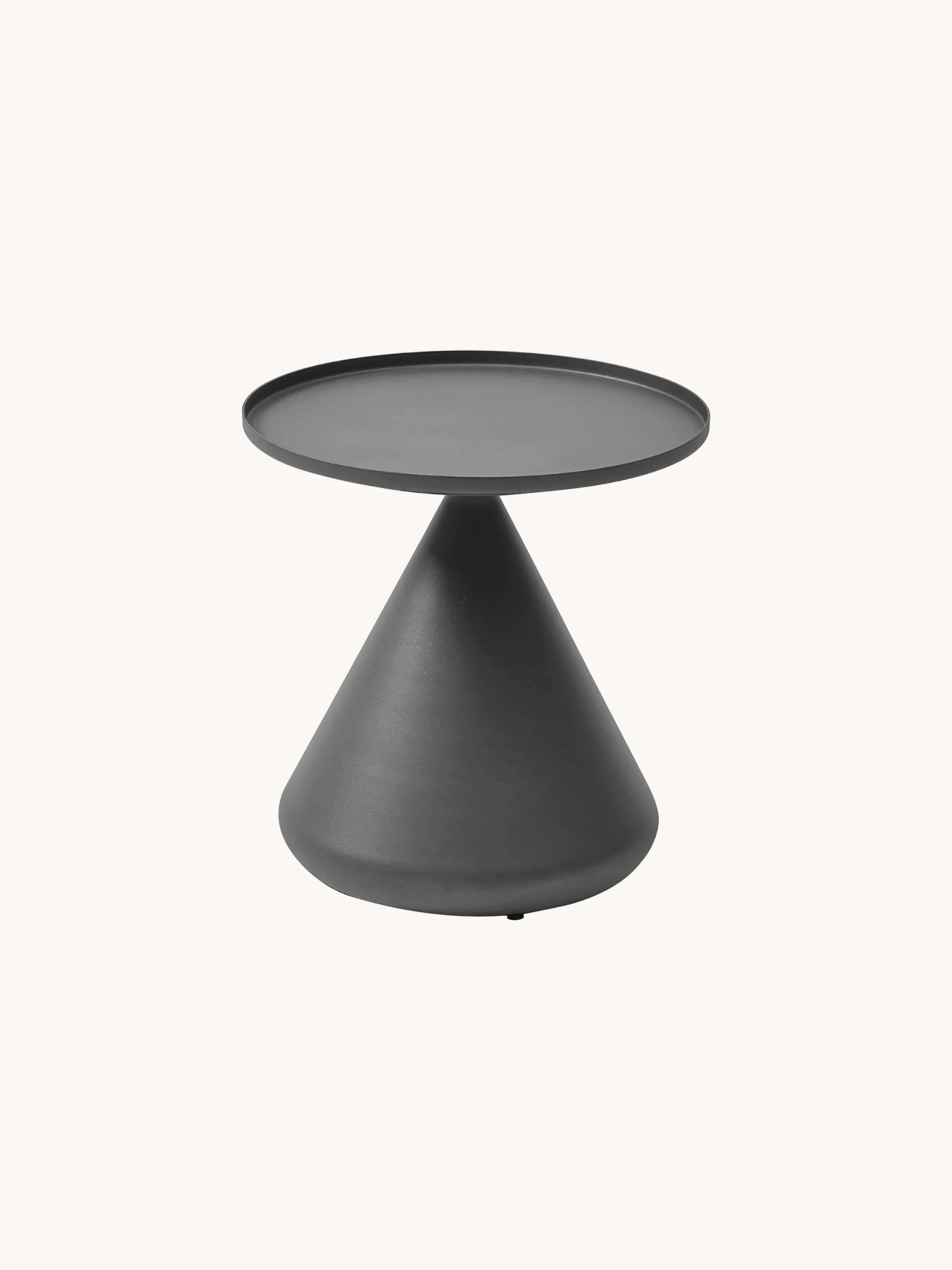Aluminium-Rundtisch mit beschwertem Sockel und runder Ablagefläche. Ideal für Outdoor-Bereiche, vereint Design und Funktionalität, passend zu Finqa GmbH's modularen und nachhaltigen Möbelkollektionen.