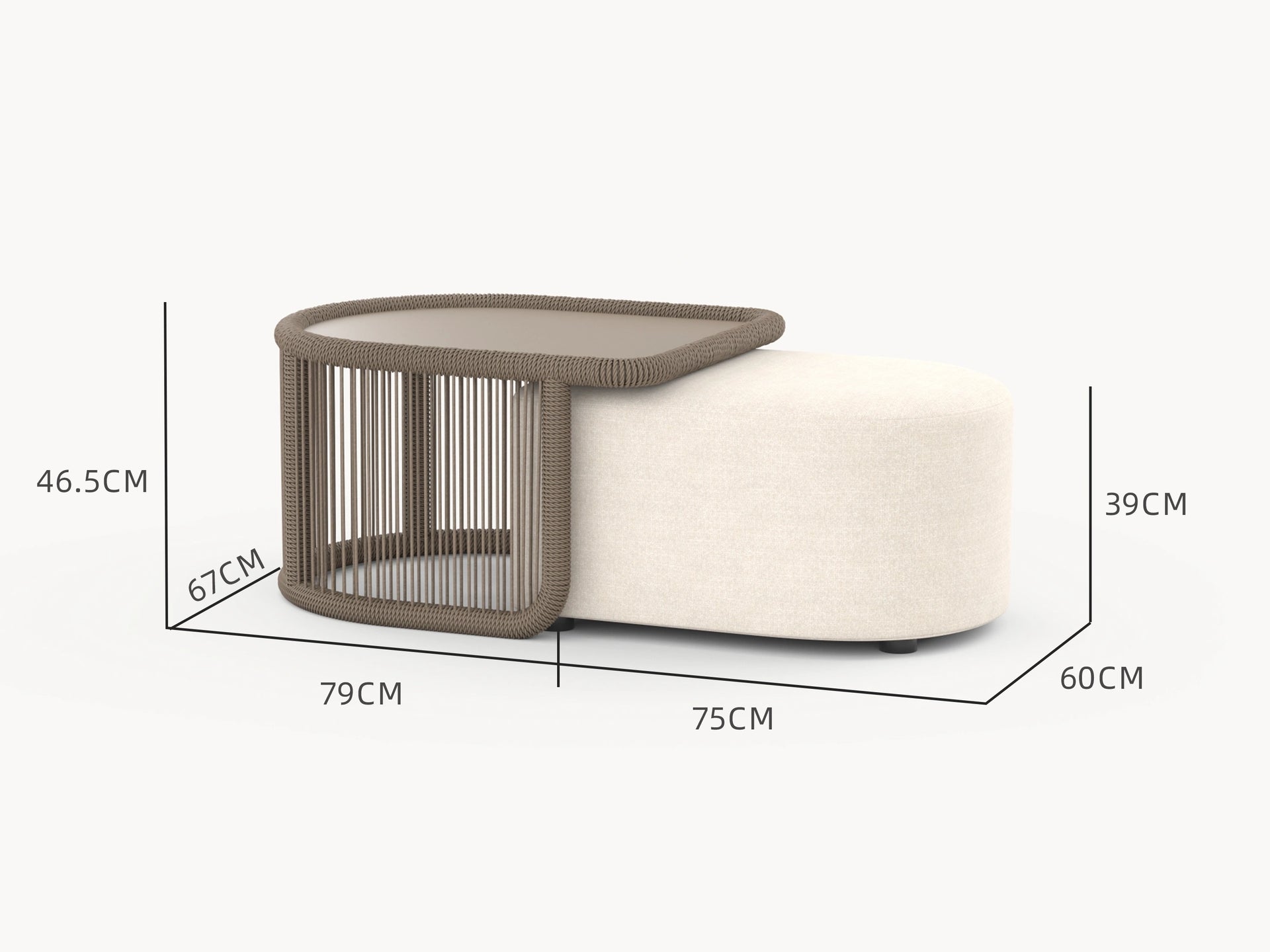 Kapalai runder Garten-Beistelltisch mit kunstvoll verflochtenem Seildesign, strahlt moderne Eleganz aus. Perfekt für flexible Gartengestaltung, vereint er Design und Funktionalität im Outdoor-Bereich.