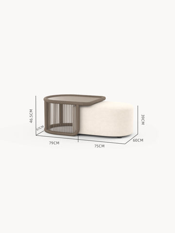 Kapalai runder Garten-Beistelltisch mit kunstvoll verflochtenem Seildesign, strahlt moderne Eleganz aus. Perfekt für flexible Gartengestaltung, vereint er Design und Funktionalität im Outdoor-Bereich.