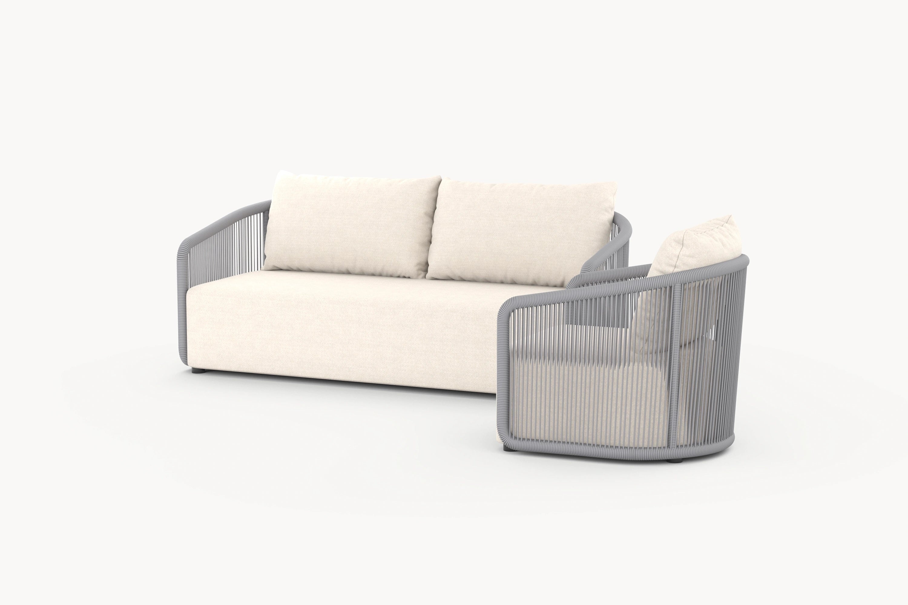 Kapalai Garten Loungesofa Set (3-Sitzer) bietet entspannte Eleganz mit geschwungenen Formen und modularer Flexibilität, ideal für stilvolle Outdoor-Gestaltung. Perfekt für Garten oder Terrasse.
