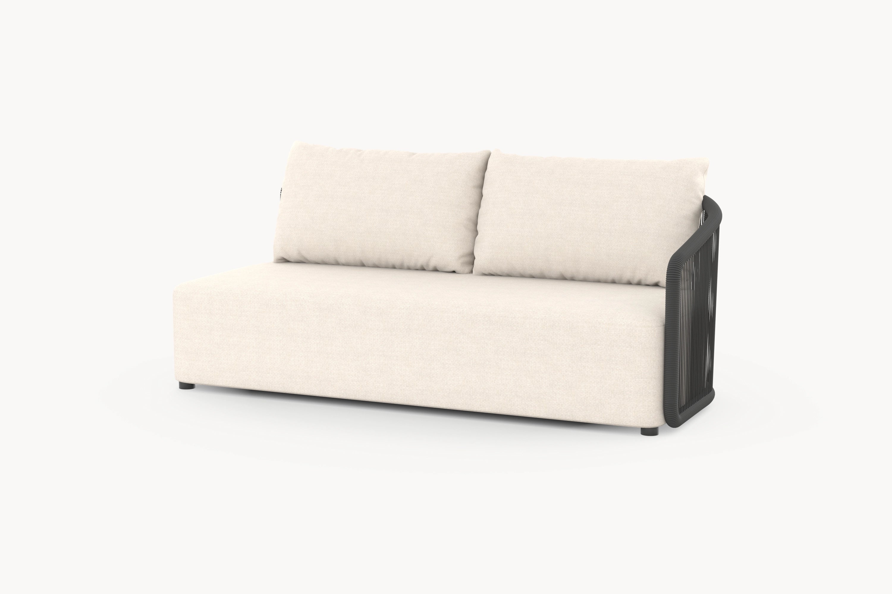Kapalai Liege mit einer Armlehne: Eine stilvolle, modulare Gartenliege mit kunstvoll verflochtenem Seildesign und sanft abgerundeten Kanten, ideal für entspannte Momente im Freien.