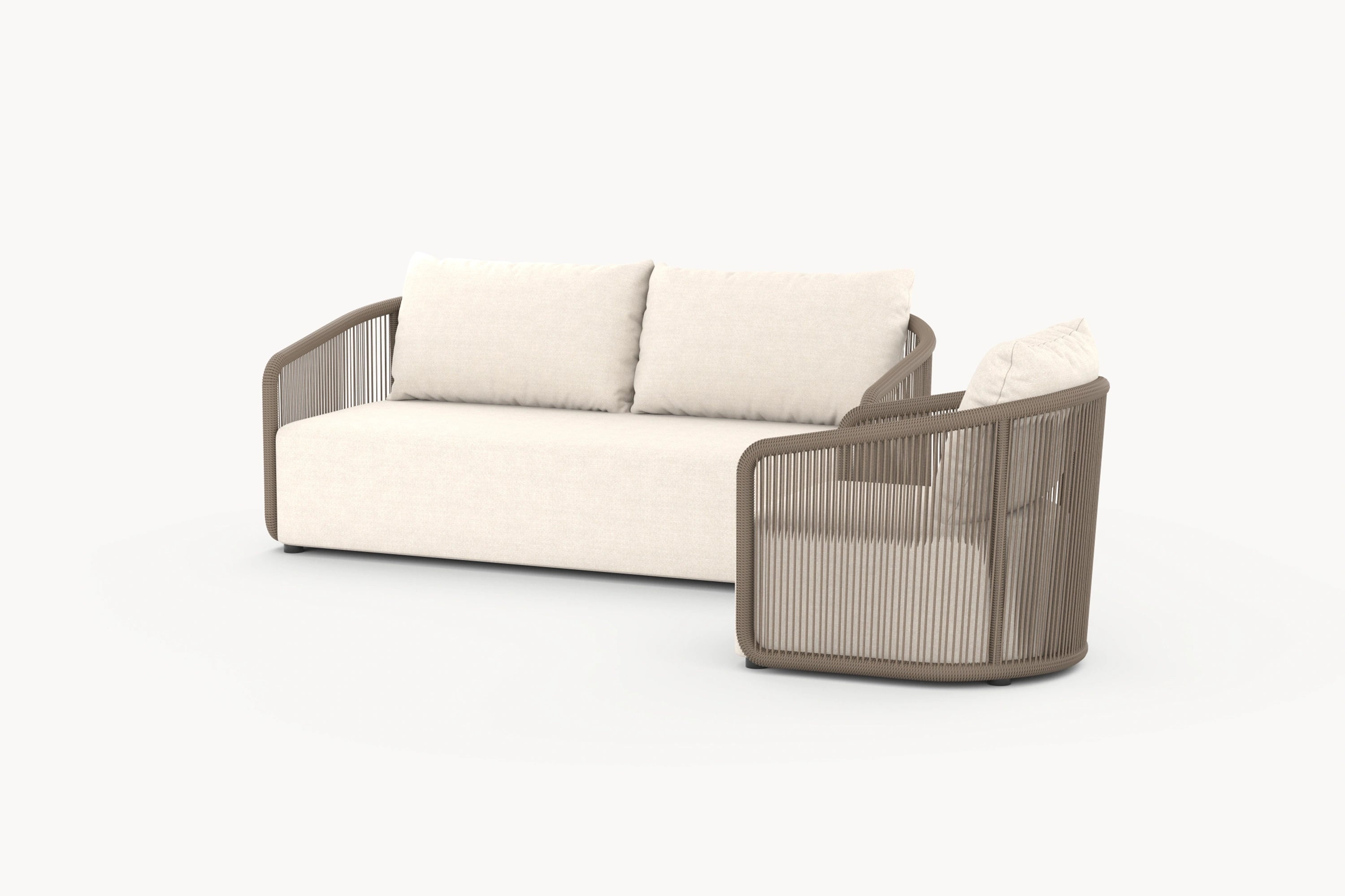 Kapalai Garten Loungesofa Set (3-Sitzer) mit eleganten Linien und weichen Armlehnen, ideal für entspannte Nachmittage im Freien. Moduldesign ermöglicht flexible Anpassung an Außenbereiche.