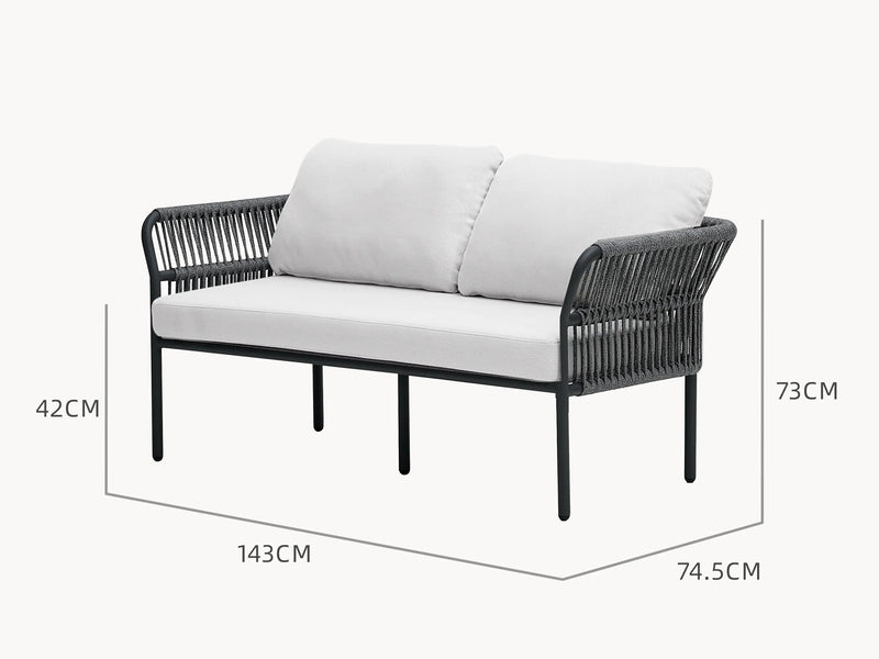 Malaga 2-Sitzer Gartensofa mit zwei Armlehnen