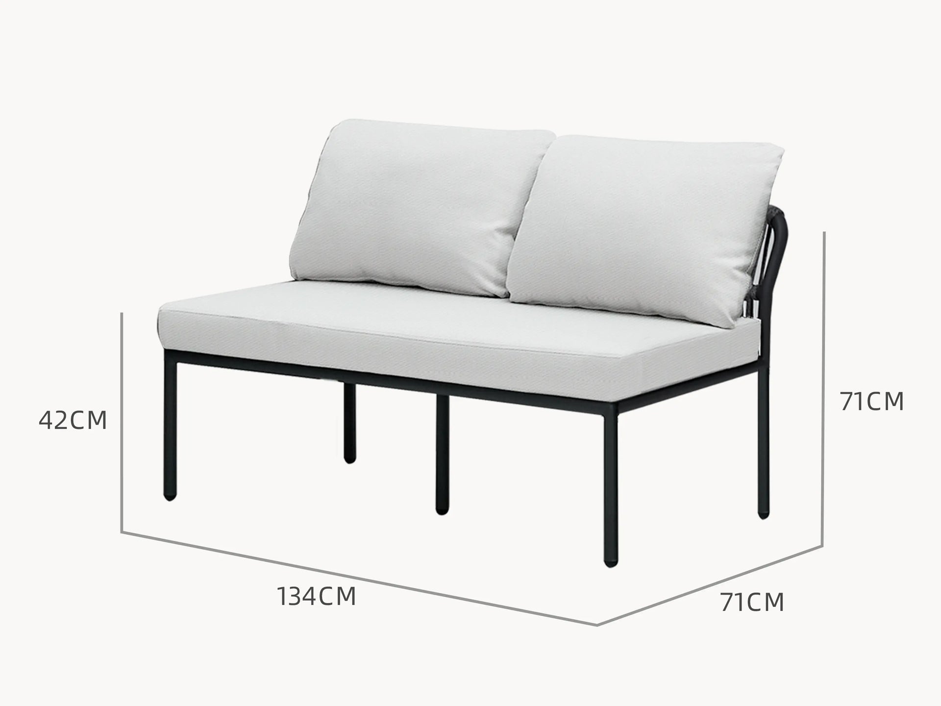 Amsterdam Lounge-Lodi Aluminium-Couchtisch mit pulverbeschichtetem Rahmen und abnehmbarer Tischplatte, ideal für Terrassen. Perfekt kombinierbar mit modularen Finqa Outdoor-Sofas für stilvolle Gartengestaltung.