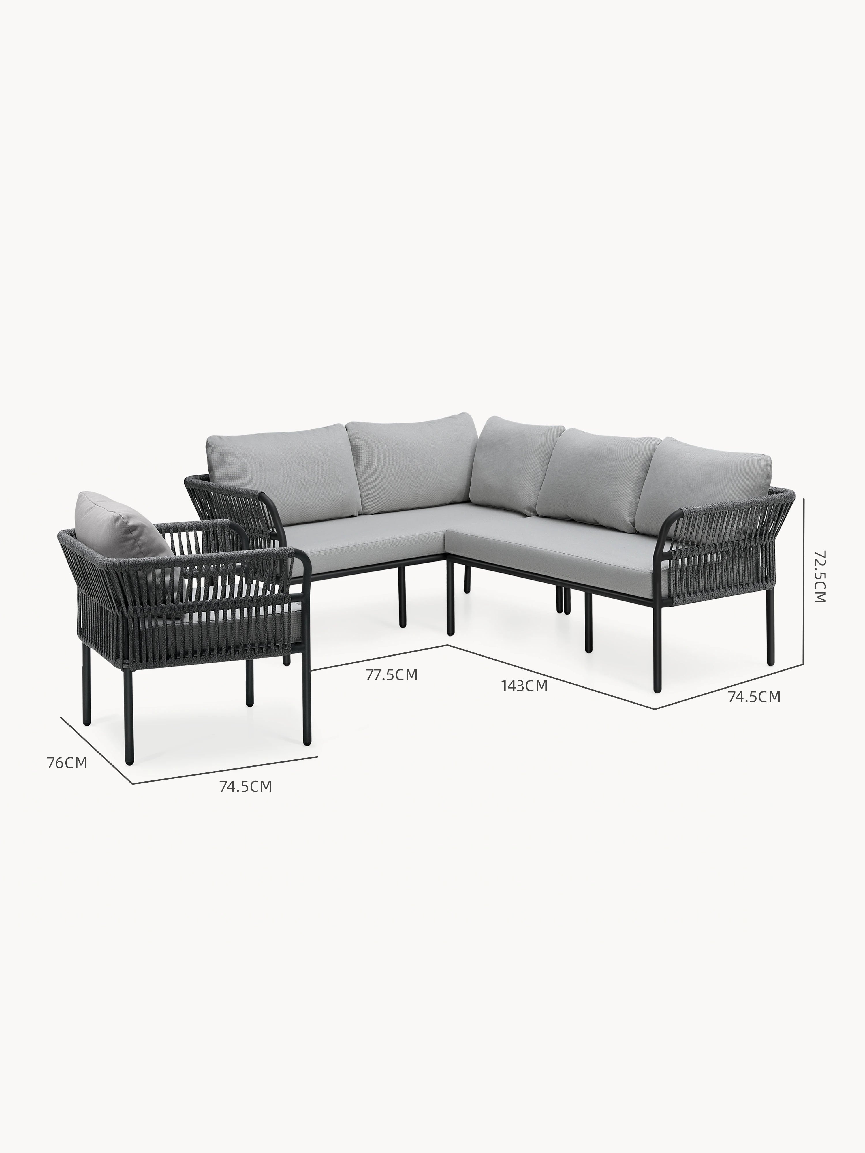 Malaga Garten Ecklounge Set (5-Sitzer)