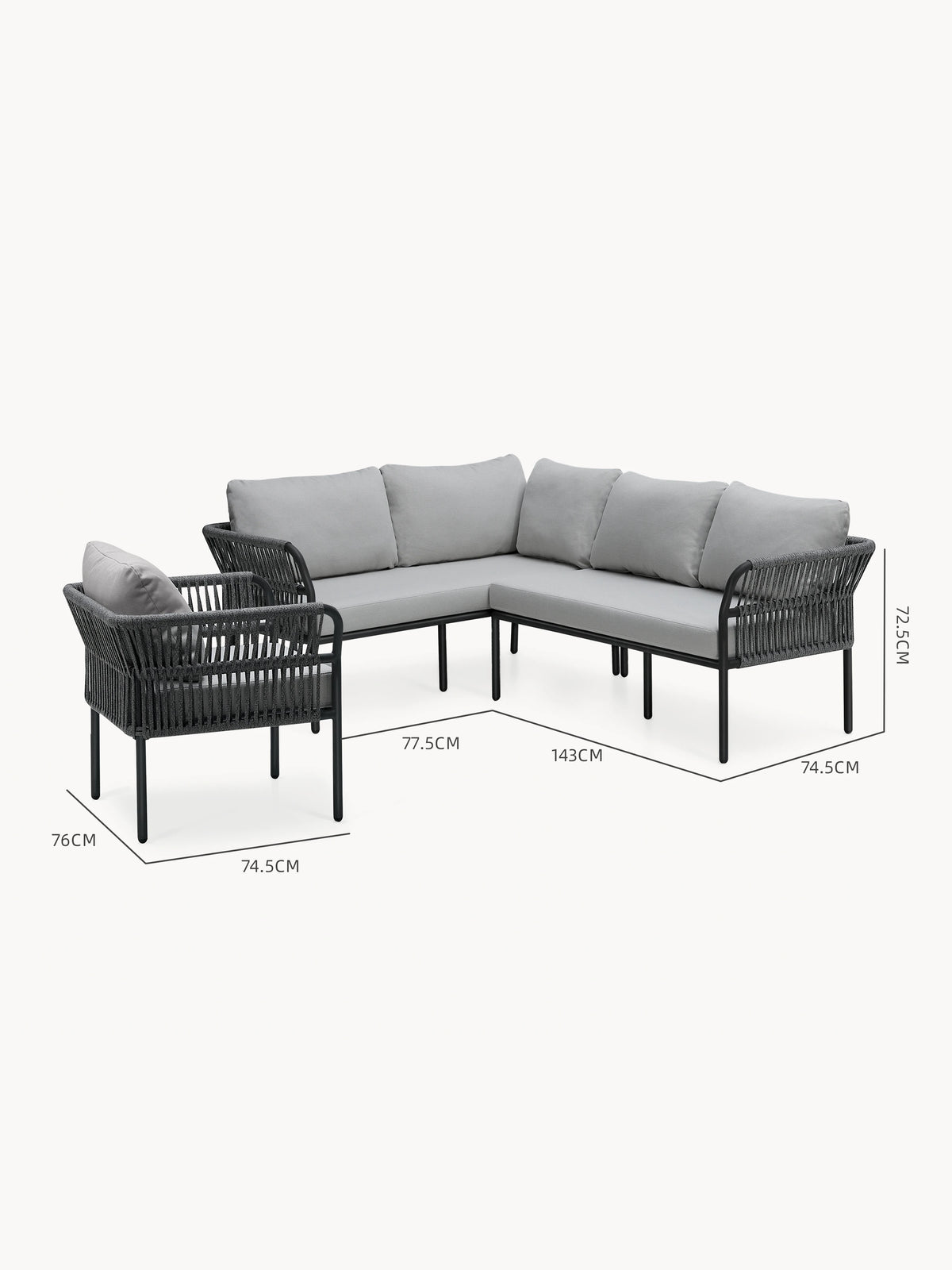 Malaga Garten Ecklounge Set (5-Sitzer)