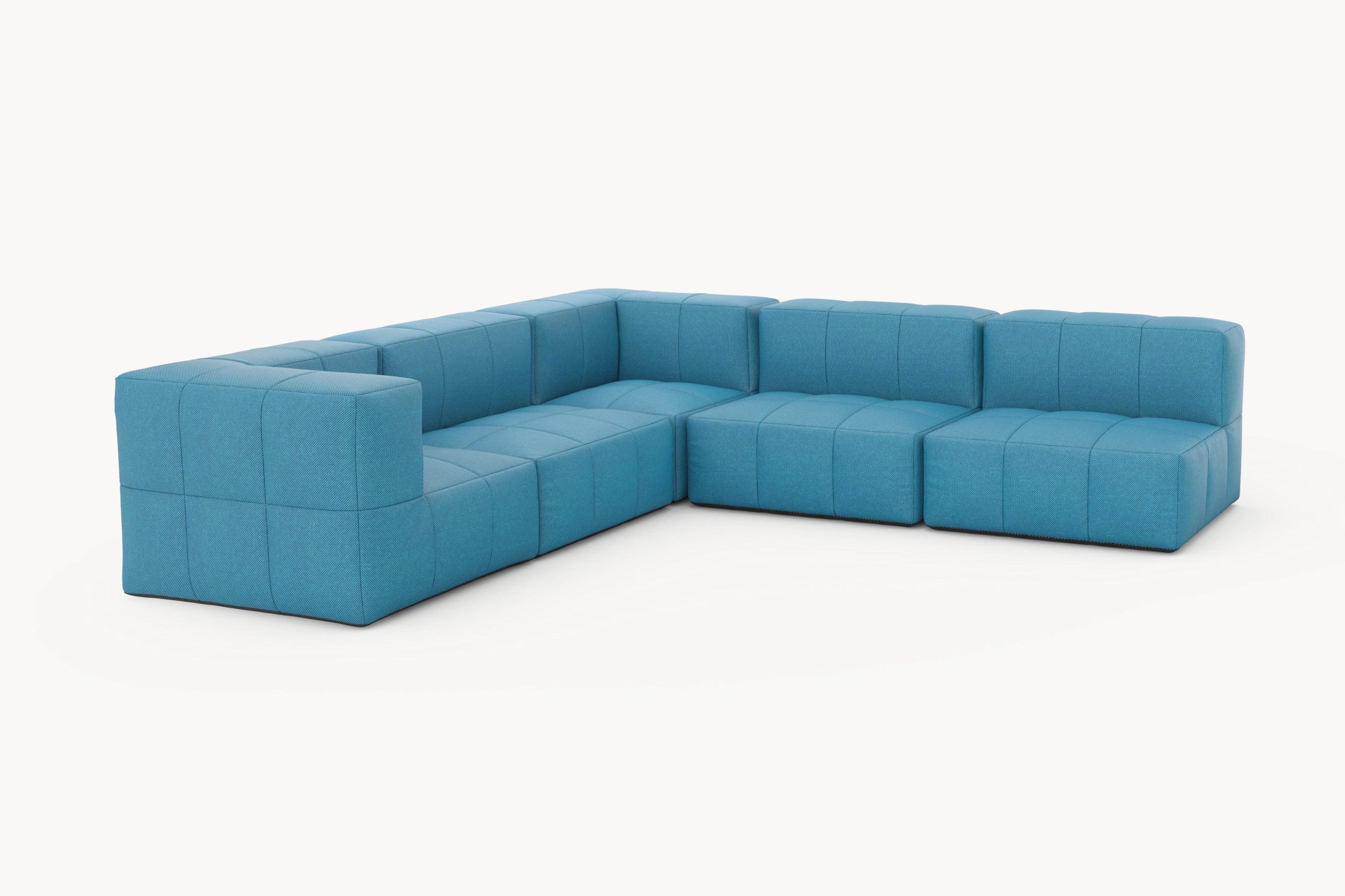 Marshmallow Modular Sofa Set (5-Sitzer), inspiriert von Marshmallows, zeigt ein elegantes Design mit modularen Elementen, die Flexibilität und Komfort bieten, ideal für individuelle Gestaltung im Außenbereich.