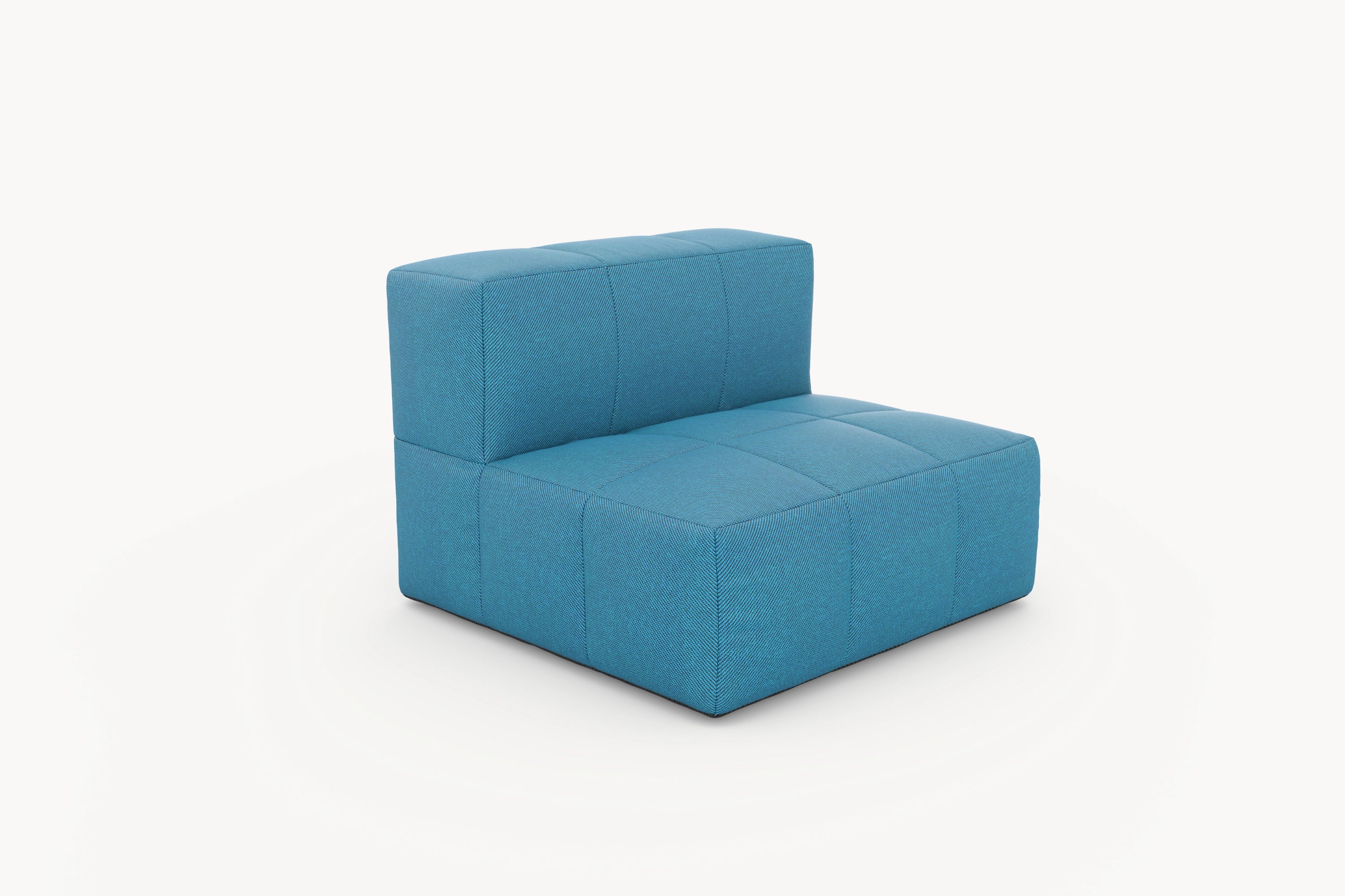 Marshmallow Serie-Bonbon Ecke: Blaues, modernes Modulsofa-Element, inspiriert von Marshmallows, ideal für individuelle, nachhaltige Lounges, wetterfest und langlebig, passend für Terrassen und Balkone.