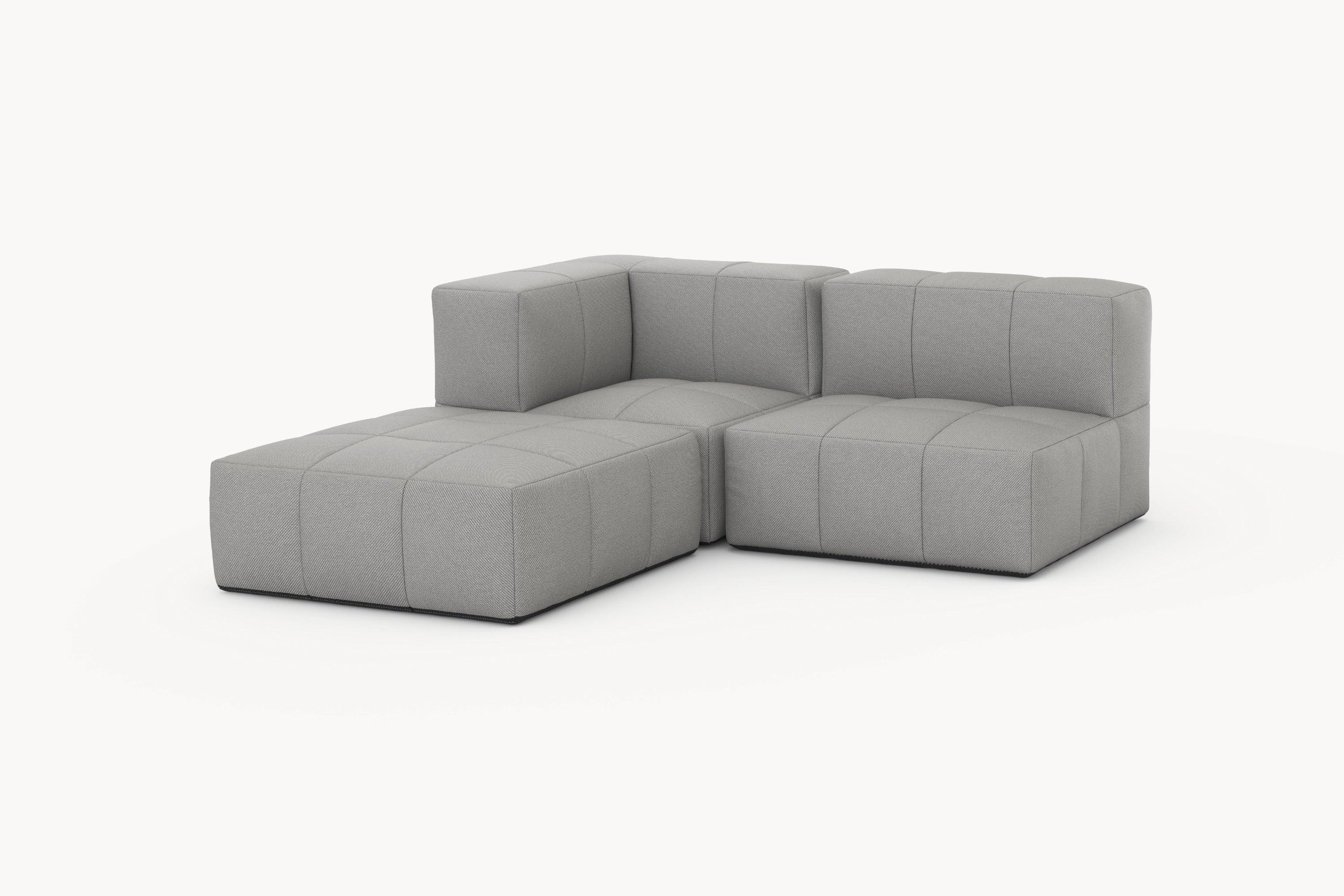 Marshmallow Modular Sofa von Finqa: Graues, modulares Sofa mit einladenden, weichen Polstern, ideal für flexible Outdoor-Gestaltungen. Perfekt für individuelle Lounges, langlebig und umweltfreundlich.