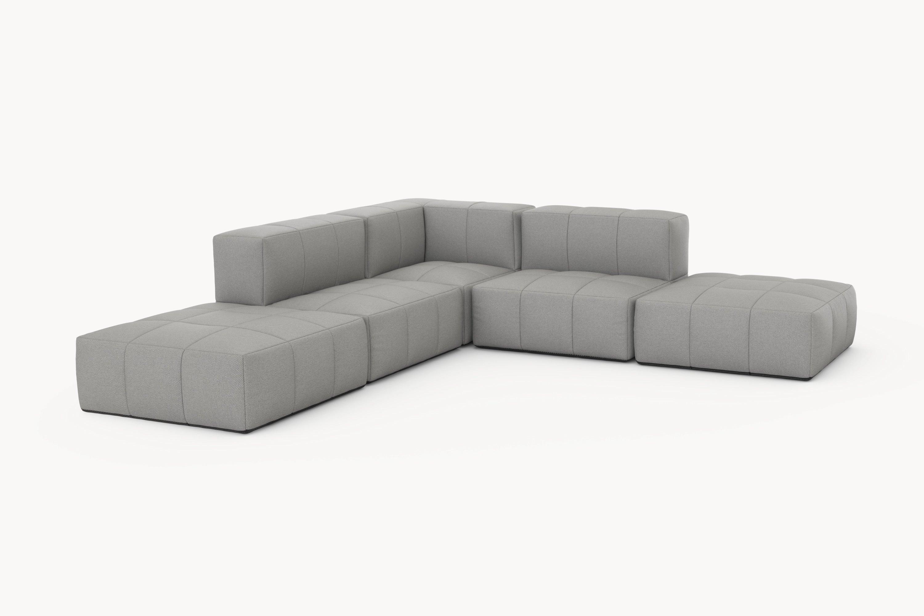Marshmallow Modular Sofa Set (5-Sitzer): Graues, modulares Sofa inspiriert von Marshmallows, ideal für individuelle Gestaltung. Hochwertige Materialien bieten Komfort und Nachhaltigkeit, perfekt für stilvolle Outdoor-Bereiche.