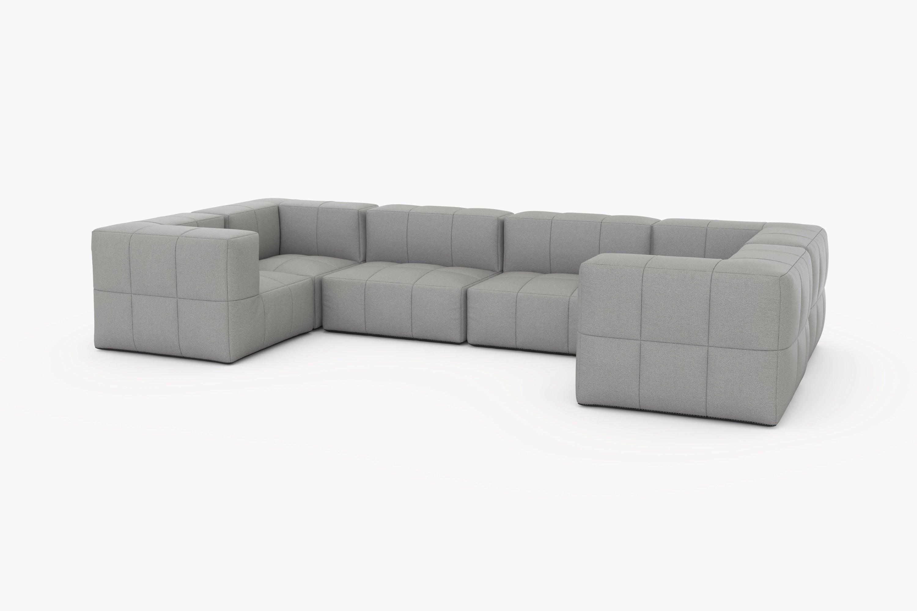 Marshmallow Modular Sofa Set (6-Sitzer): Graues, modular aufgebautes Sofa von Finqa, inspiriert von Marshmallows. Perfekt für individuelle Lounges, bietet es Flexibilität und Komfort mit umweltfreundlichem Design.