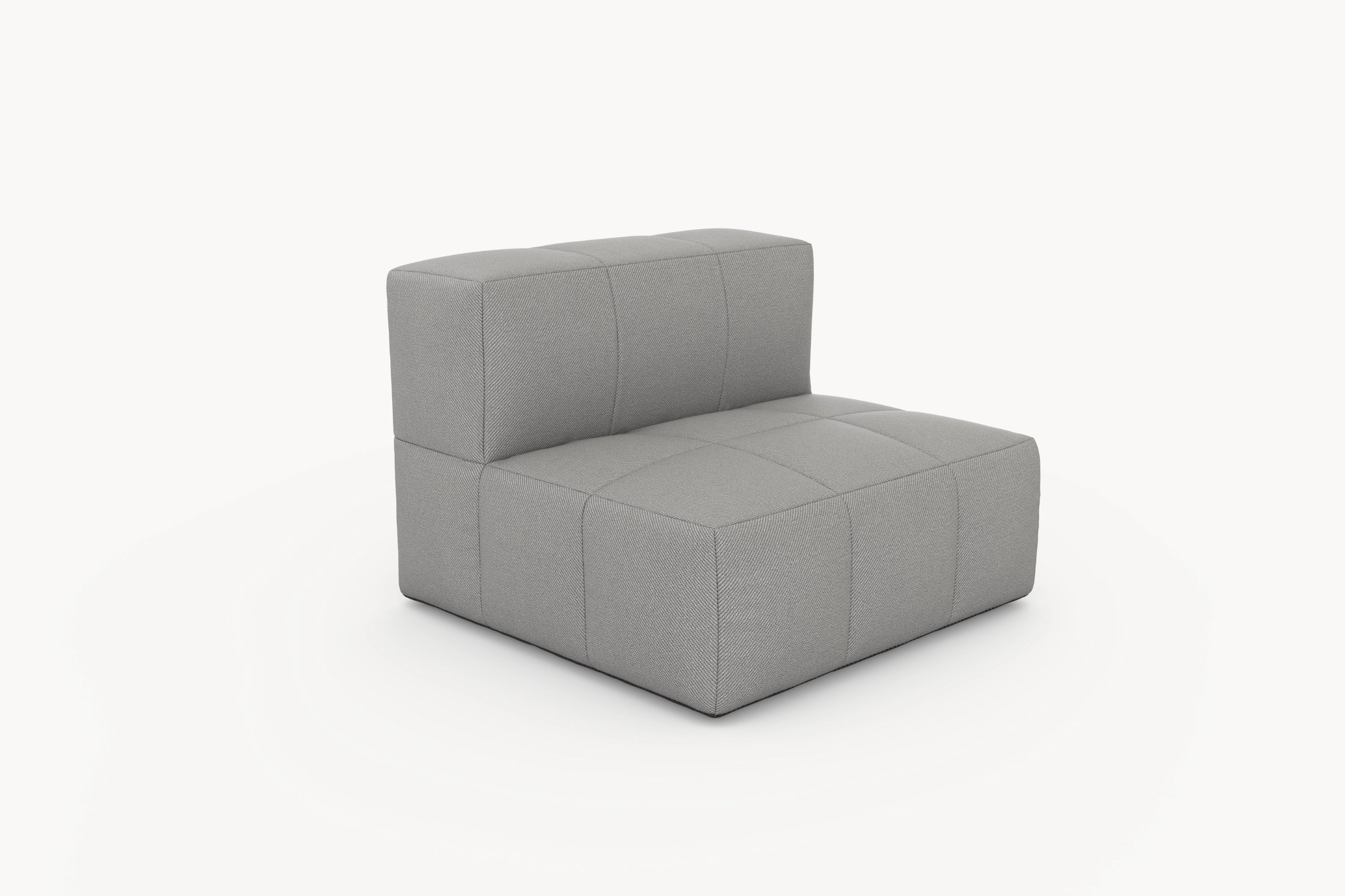 Marshmallow Serie-Bonbon Ecke: Graues, modulares Sofa-Element mit texturierter Oberfläche, inspiriert von Marshmallows. Ideal für flexible Lounge-Layouts, bietet Komfort und Nachhaltigkeit durch biologisch abbaubare Materialien.