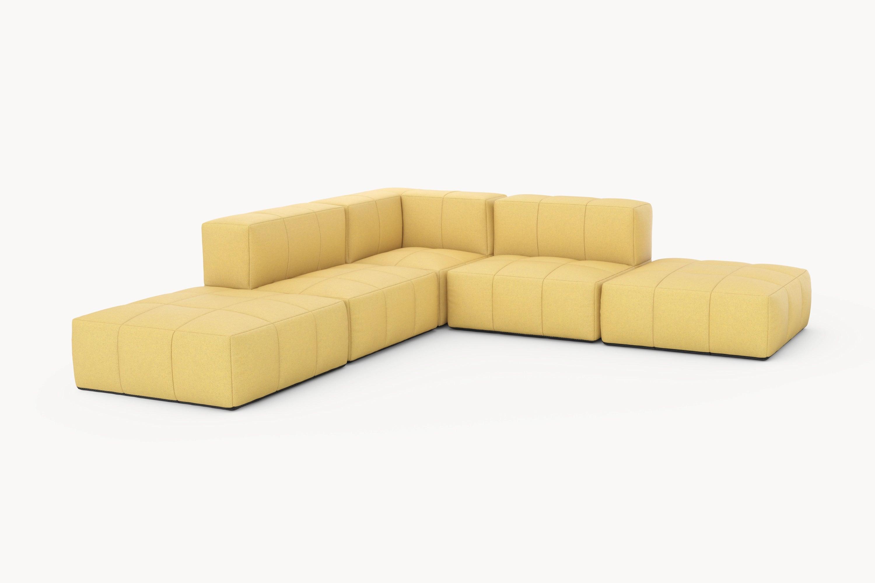 Marshmallow Modular Sofa Set (5-Sitzer) mit schwarzen Beinen, inspiriert von Marshmallows, bietet flexible, langlebige Gestaltungsmöglichkeiten und nachhaltigen Komfort, ideal für individuelle Lounge-Kreationen.