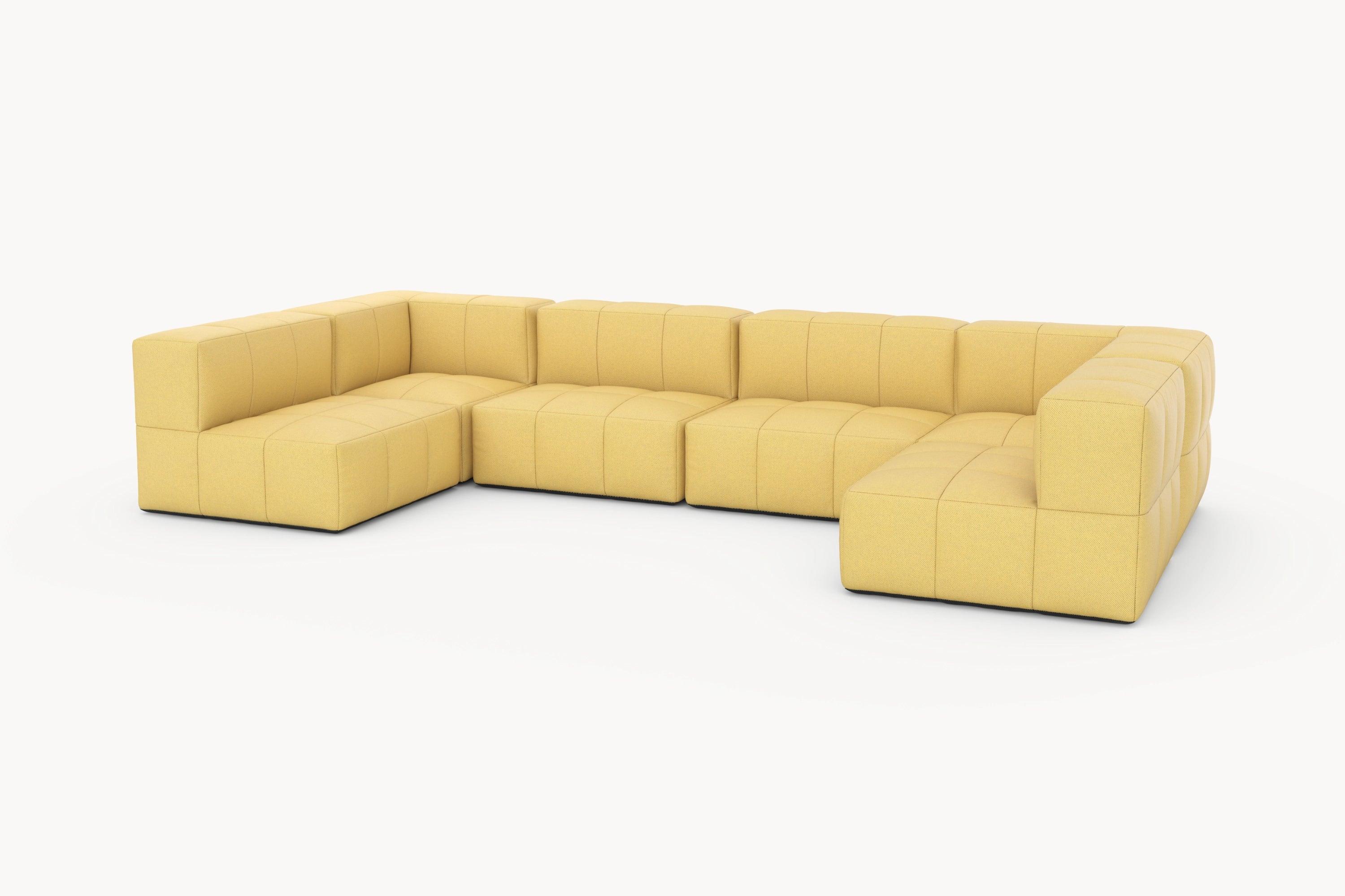 Marshmallow Modular Sofa Set (6-Sitzer) von Finqa: Gelbes, modulares Sofa, inspiriert von Marshmallows, bietet Komfort und Flexibilität für individuelle Gestaltungsmöglichkeiten.