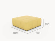 Marshmallow Bonbon Ottoman: Ein modulares, wetterfestes Outdoor-Sitzmöbel von Finqa, inspiriert von Marshmallows. Es bietet hohen Komfort und Nachhaltigkeit durch biologisch abbaubare Materialien und recycelte Fasern.