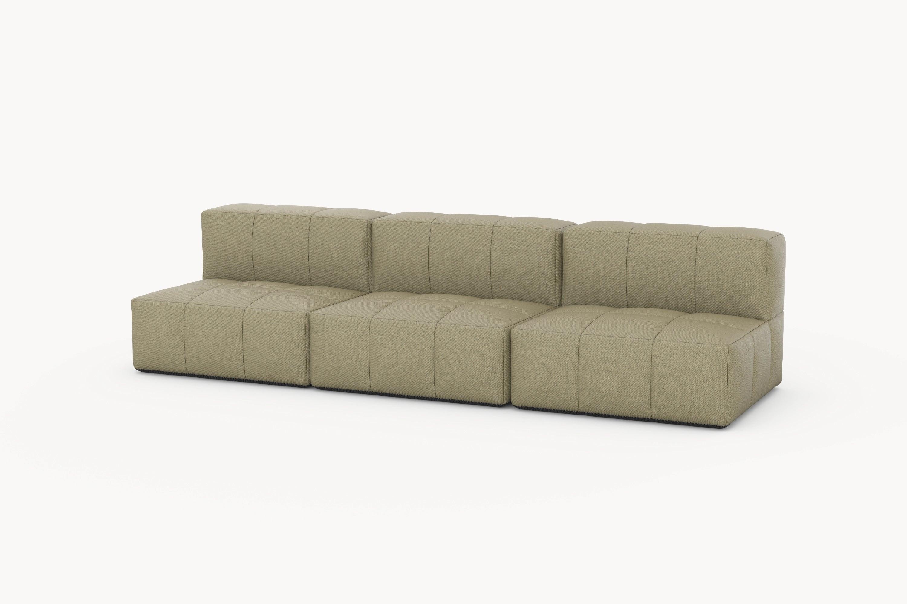 Marshmallow Modular Sofa mit mehreren Sitzplätzen und Kissen, inspiriert von Marshmallow-Kindheitserinnerungen. Vielseitig anpassbar, bietet es Komfort und Langlebigkeit für stilvolle, nachhaltige Outdoor-Bereiche.
