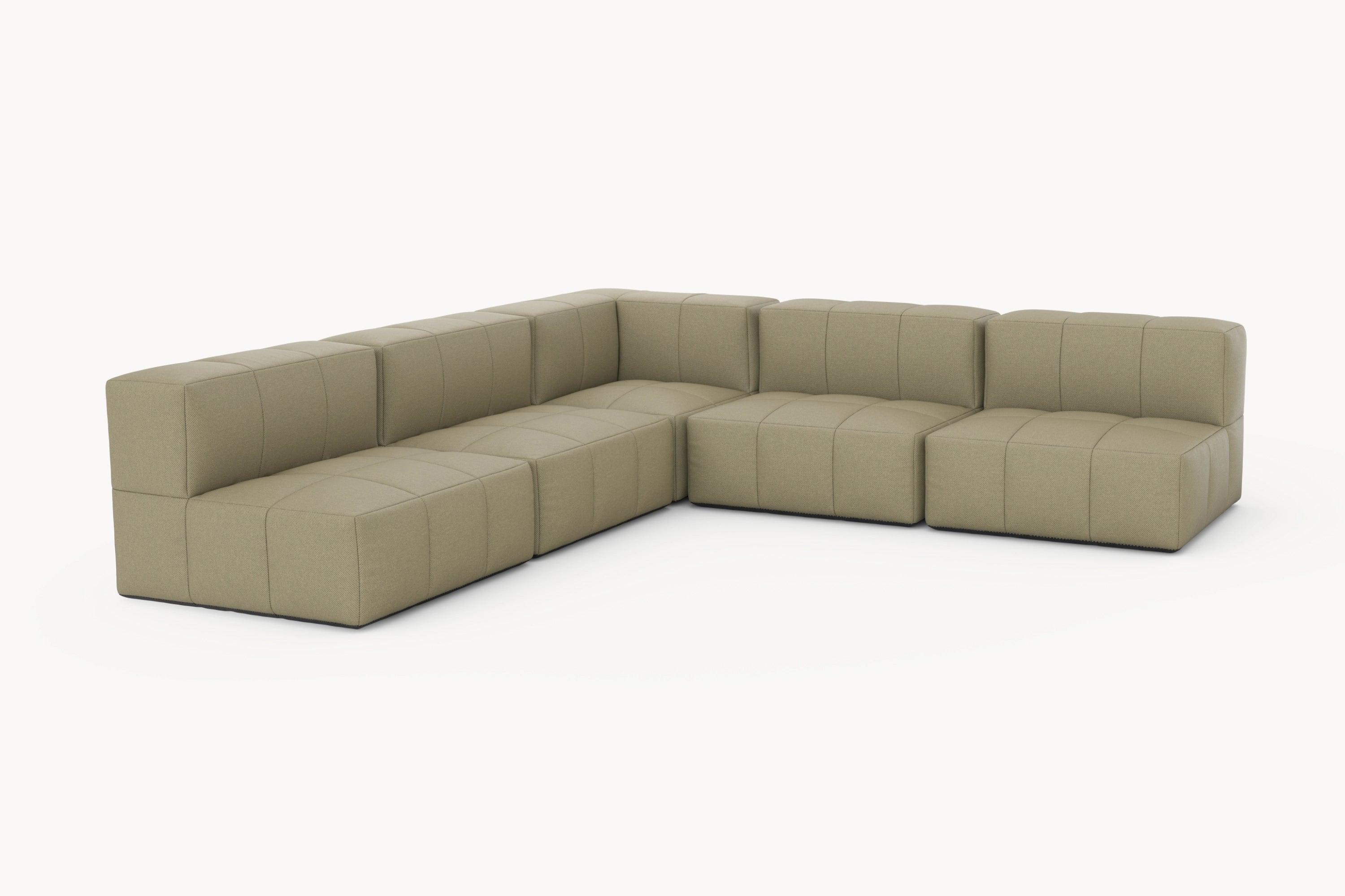Marshmallow Modular Sofa Set (5-Sitzer) mit schwarzen Beinen, inspiriert von Marshmallows, bietet modularen Komfort und Nachhaltigkeit durch recycelbare Materialien, ideal für individuelle Outdoor-Gestaltung.