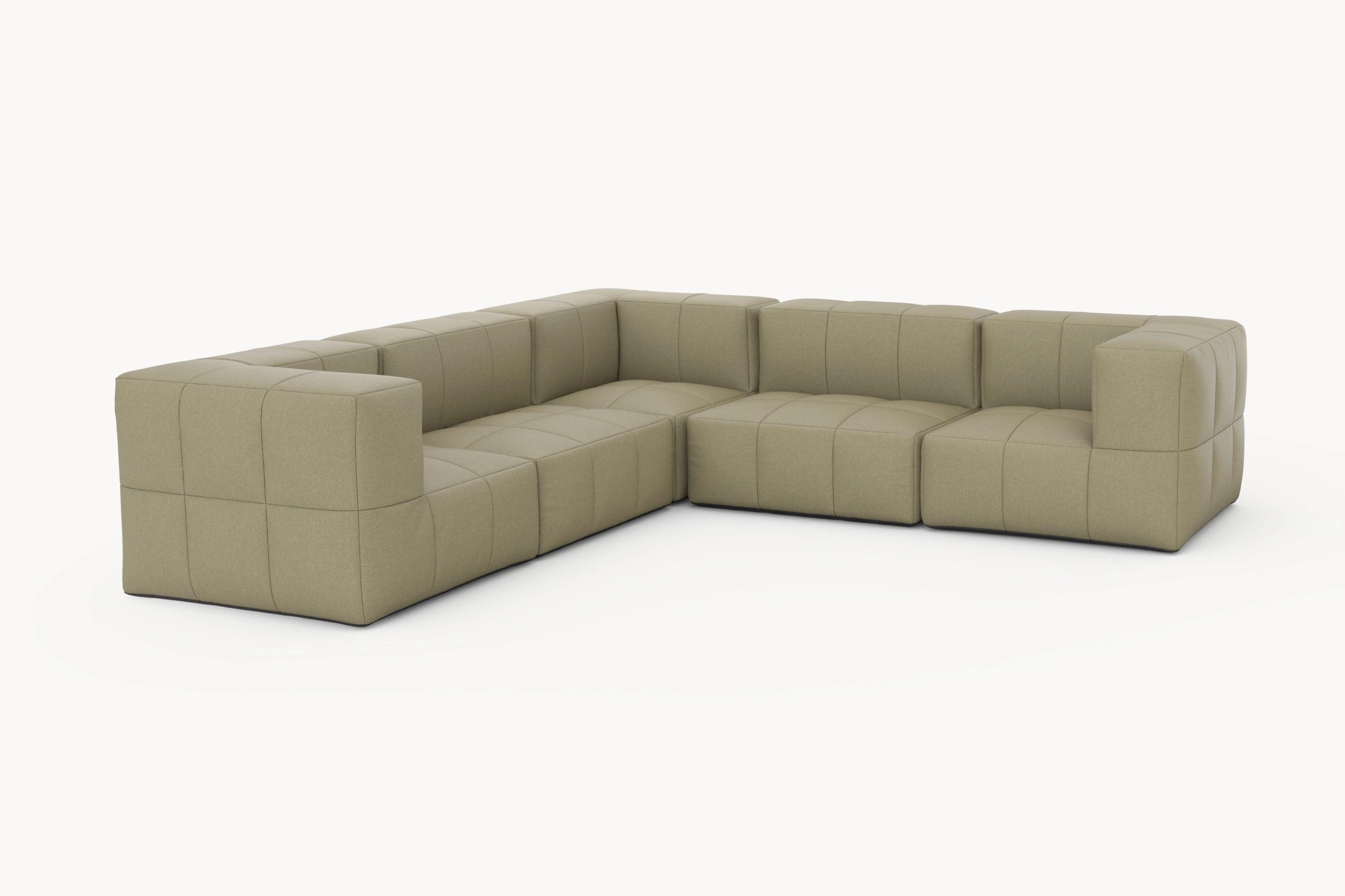 Marshmallow Modular Sofa Set (5-Sitzer) von Finqa: Hochwertiges, modulares Sofa mit Armlehnen, inspiriert von Marshmallows, ideal für flexible Gestaltung von stilvollen Outdoor-Bereichen.