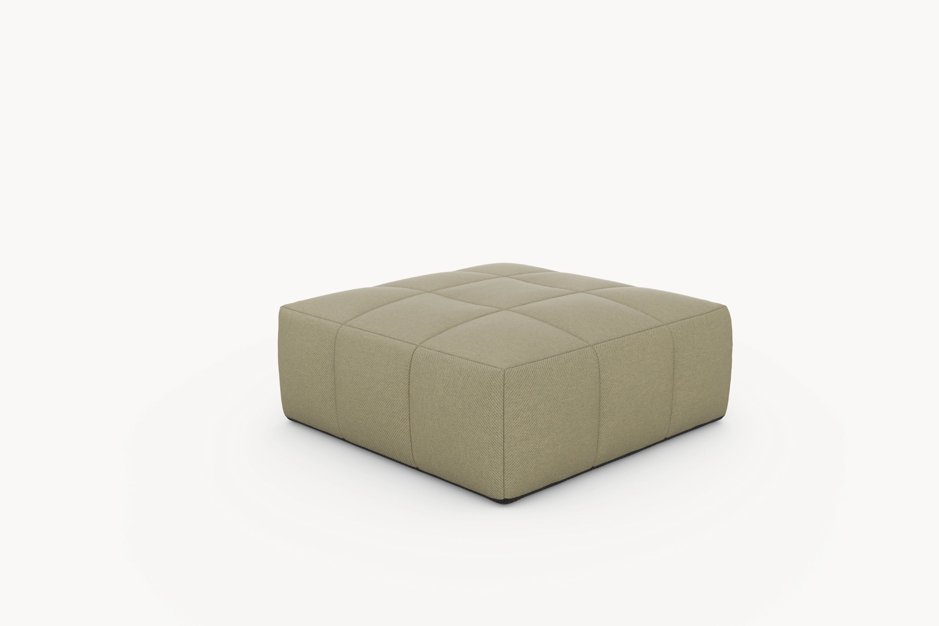 Marshmallow Serie-Bonbon Ottoman: Ein quadratischer, beiger Ottoman mit modularer Bauweise, inspiriert von Marshmallows. Perfekt kombinierbar für individuelle Outdoor-Lounges, bietet er nachhaltigen Komfort und wetterfeste Materialien.