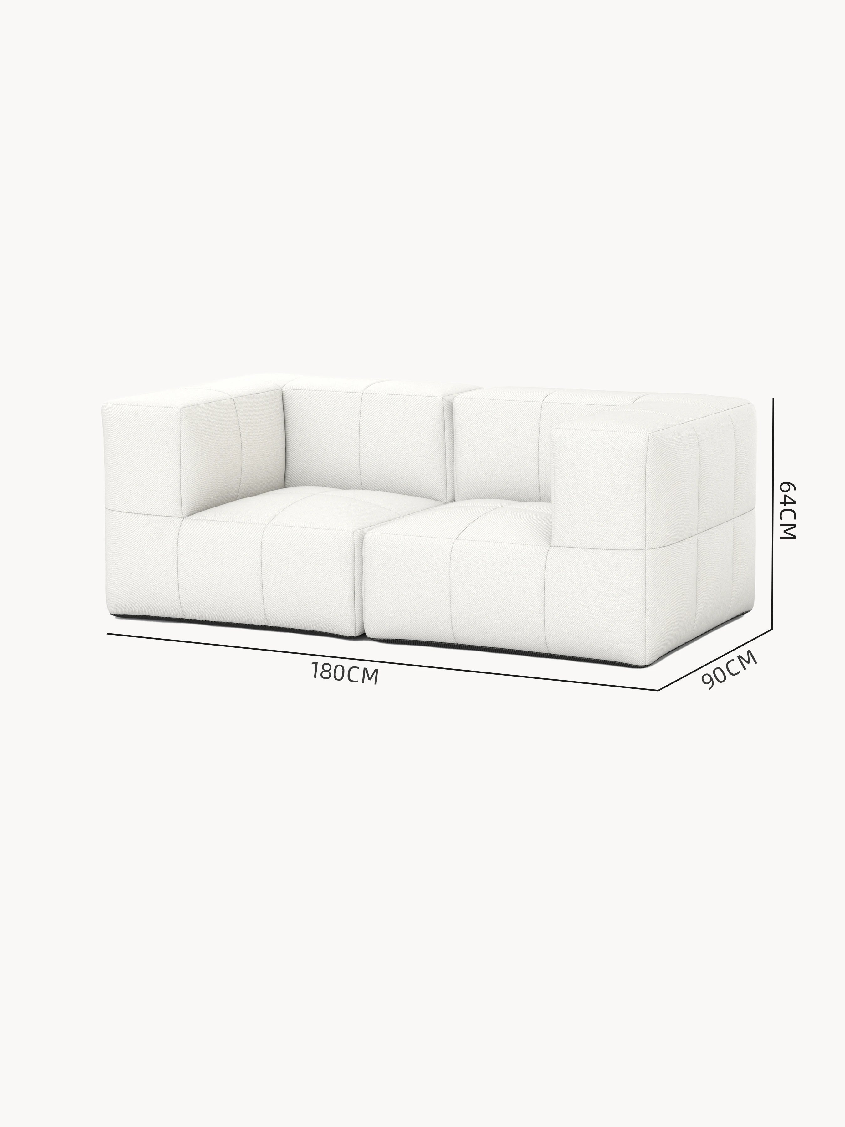 Nahaufnahme des Marshmallow Modular Sofa Set S von Finqa, ein vielseitiges, modulares Outdoor-Sofa, inspiriert von Marshmallows, mit langlebigem, umweltfreundlichem Material, das Flexibilität und Komfort für individuelle Gestaltung bietet.