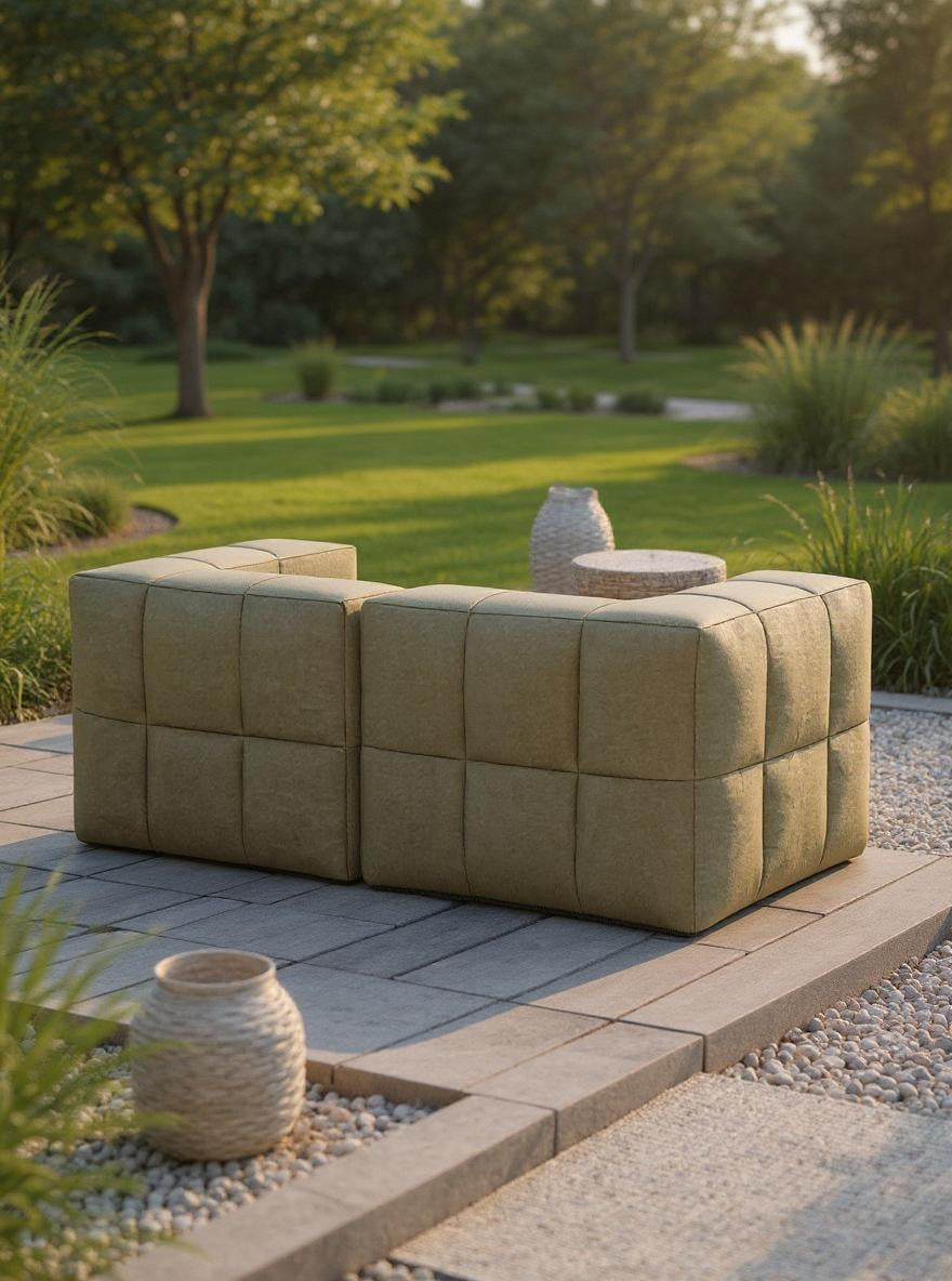 Marshmallow Modular Sofa Set S: Nahaufnahme eines modularen Sofas inspiriert von Marshmallows, mit wetterfesten, nachhaltigen Materialien. Ideal für flexible, stilvolle Outdoor-Gestaltung.