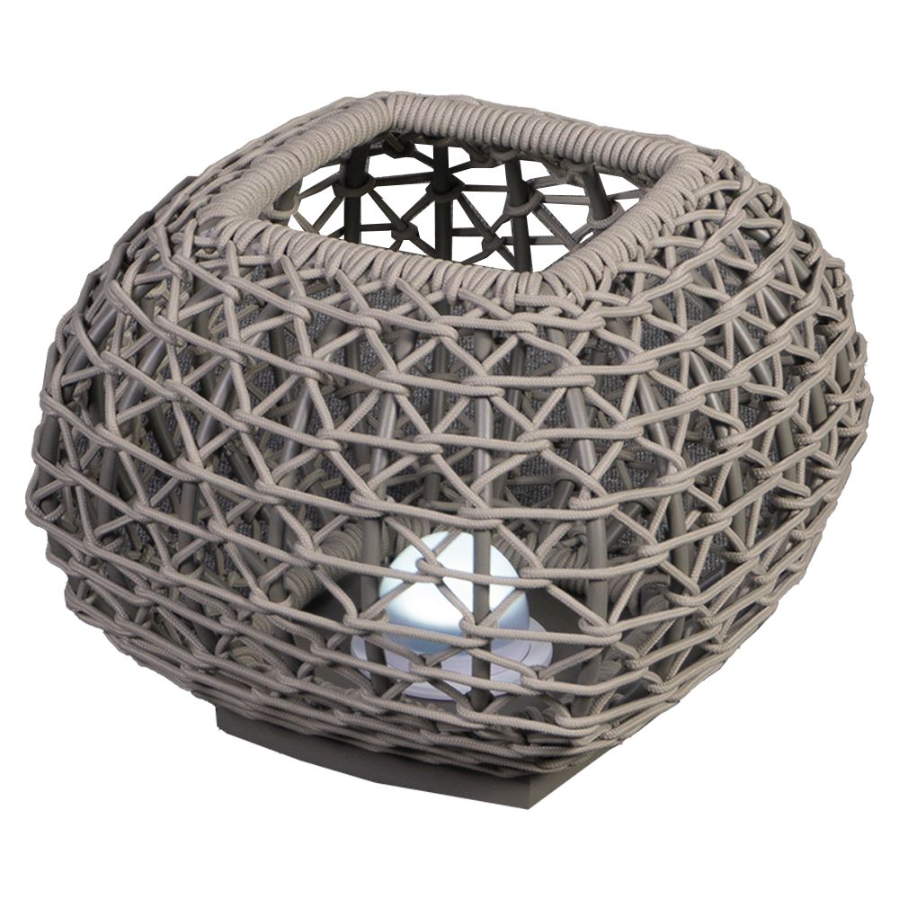 Finqa Helsinki Solar Gartenlampe, quadratisch, aus geflochtenem Seil, mit LED-Lichtquelle, strahlt sanftes, ökologisches Licht aus, ideal für stimmungsvolle Beleuchtung auf Terrassen und Balkonen.